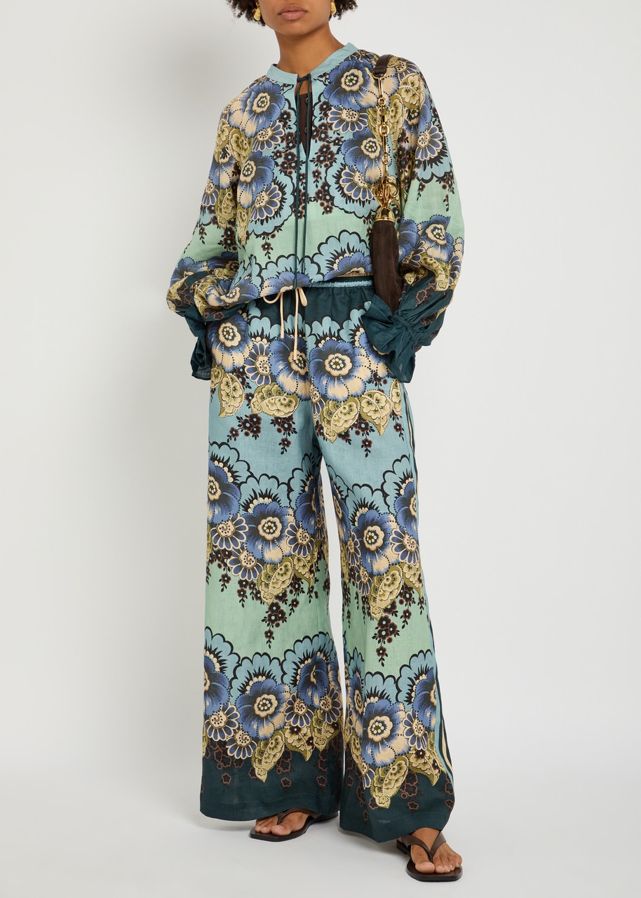 Alemais Madalena Floral-print Flax Trousers - 4