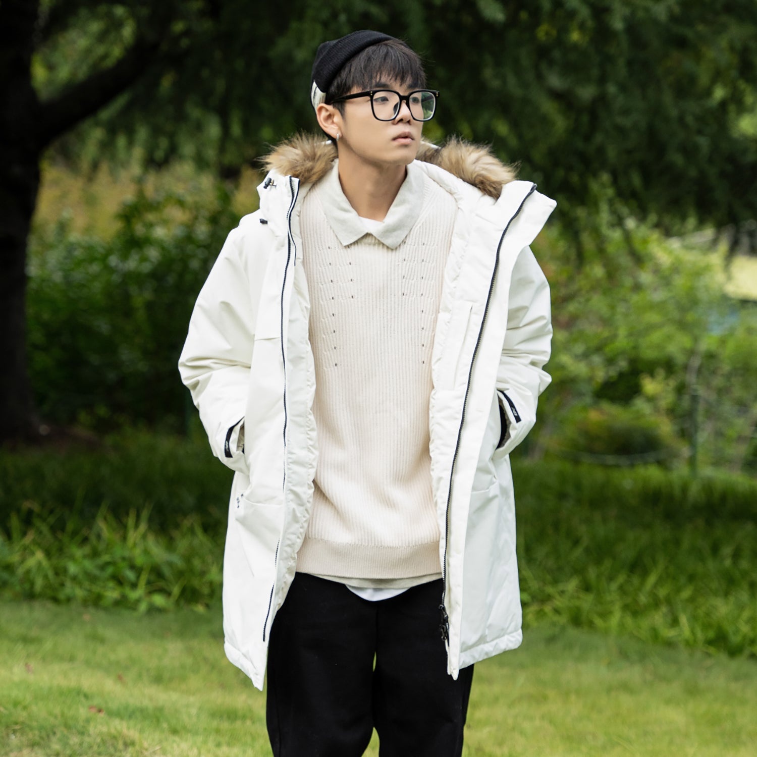 New Balance Long Puff Down Jacket 'White' 5PC44303-IV - 3