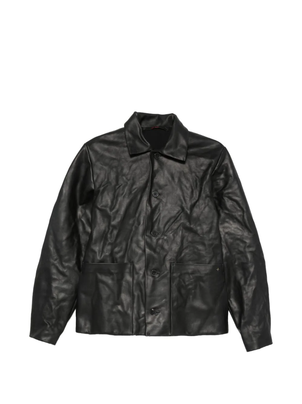button-up leather jacket - 1