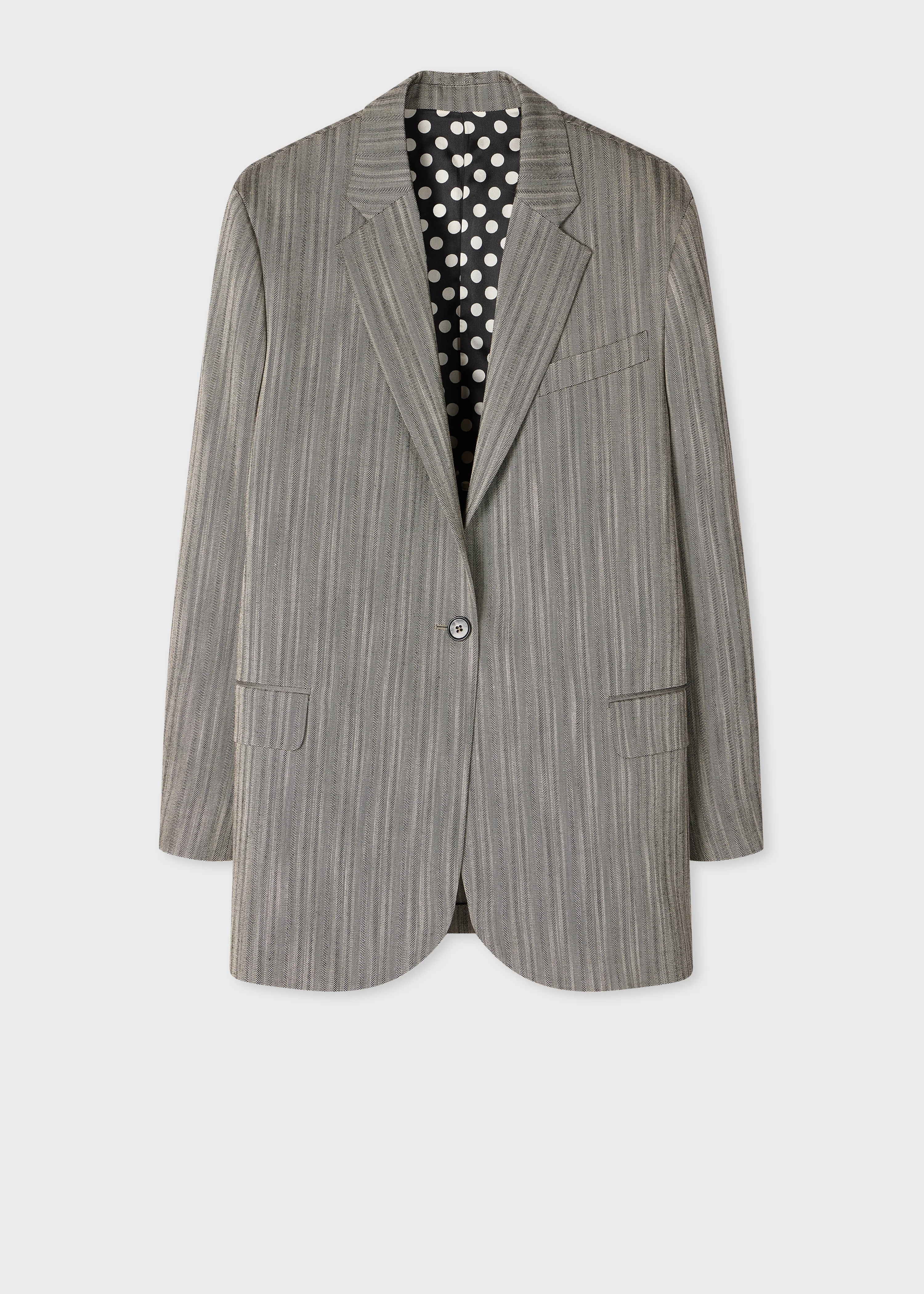 Women's Longline Herringbone Oversized Blazer - 1