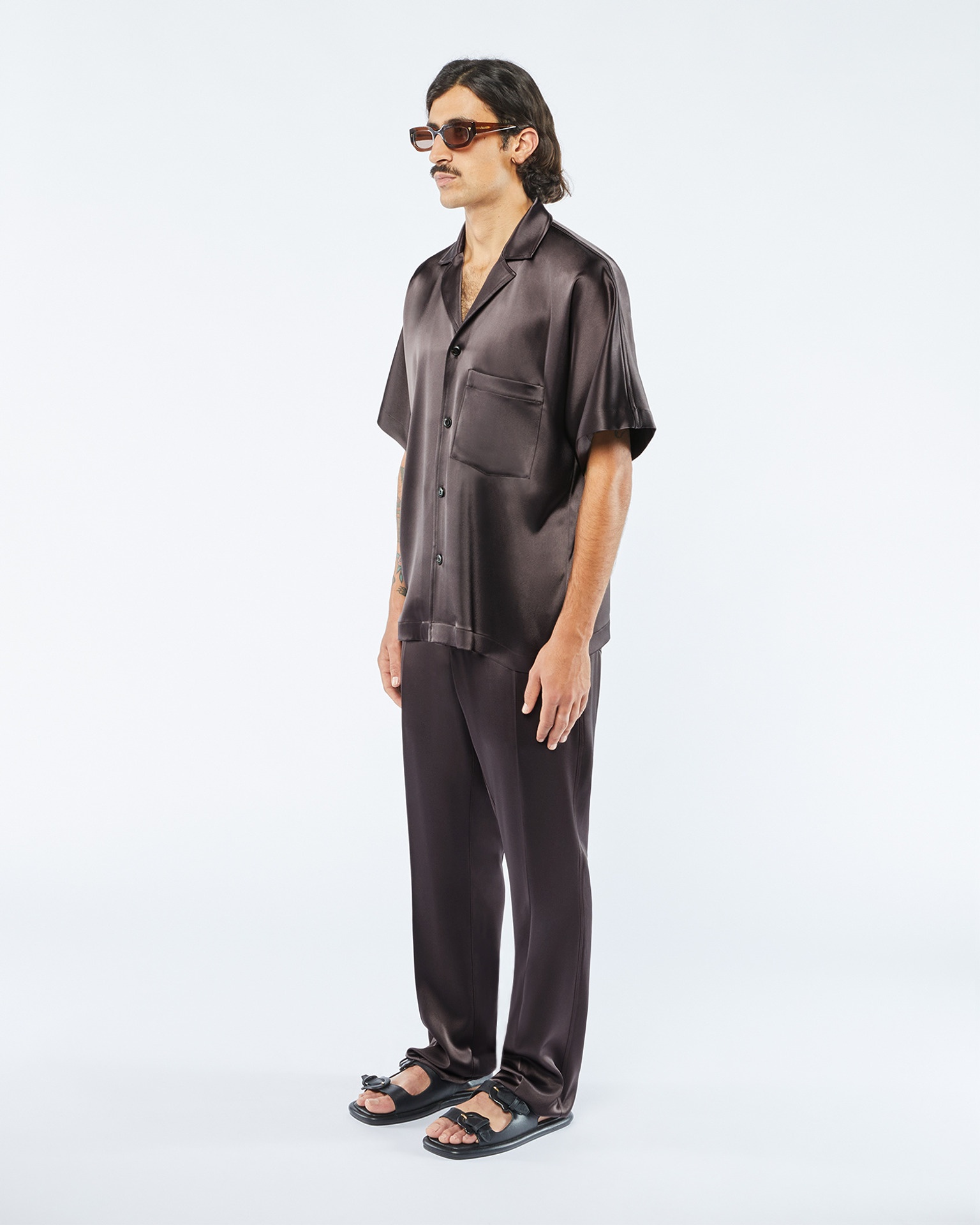 YUKI - Slip satin shirt - Coffee bean - 3
