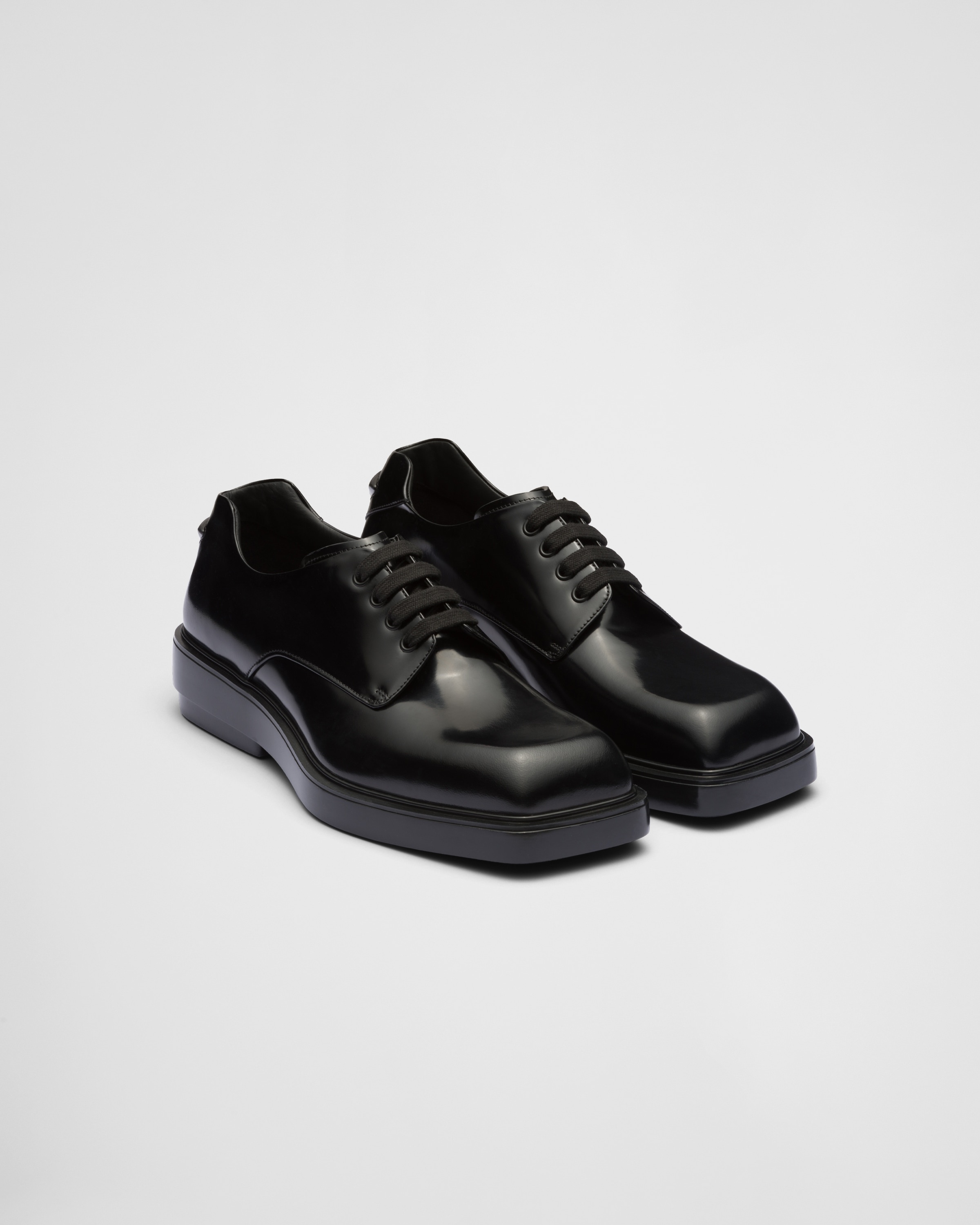 Brushed leather derby shoes - 1