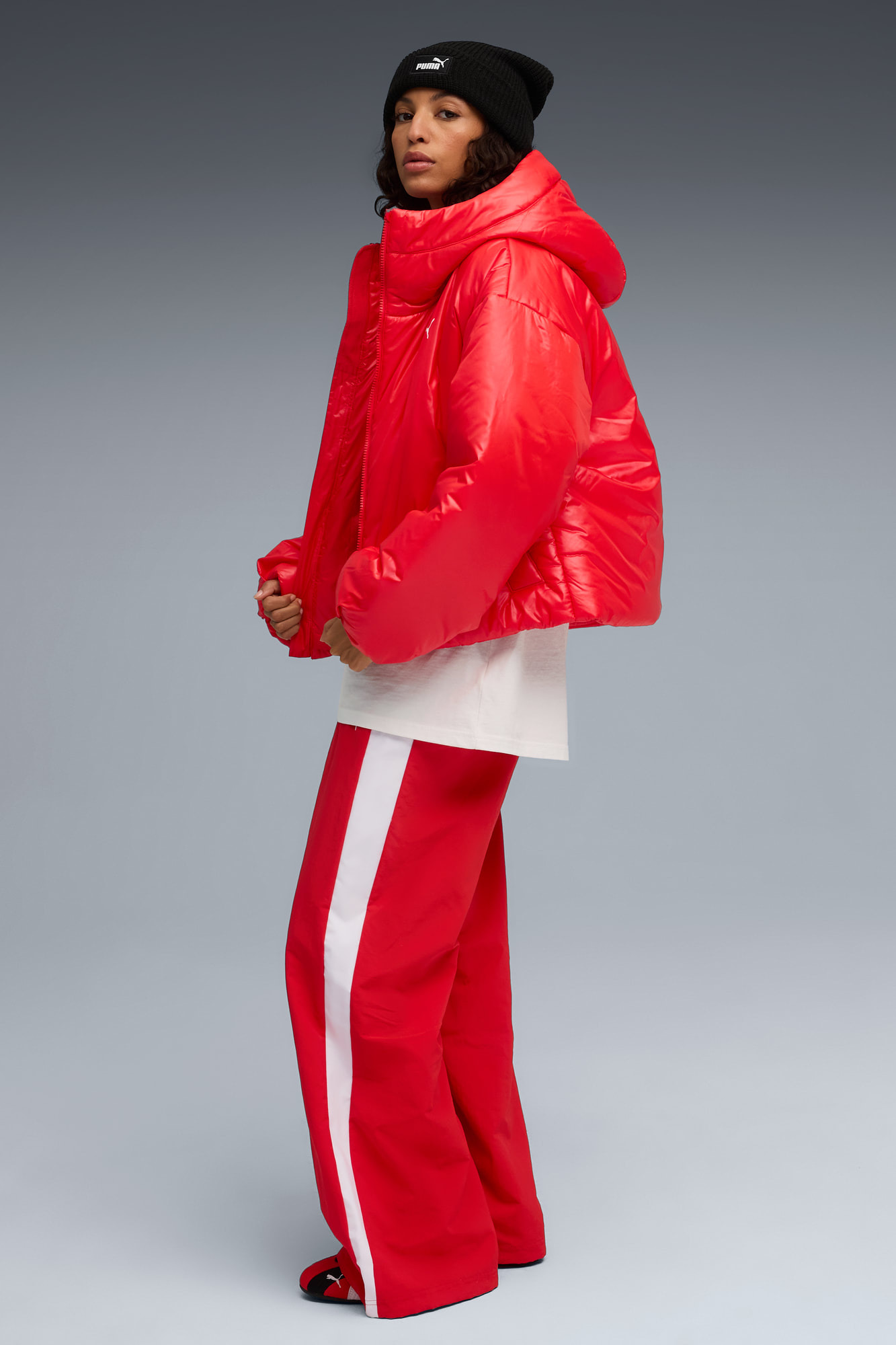 Shiny Hooded Padded Jacket Women - 5