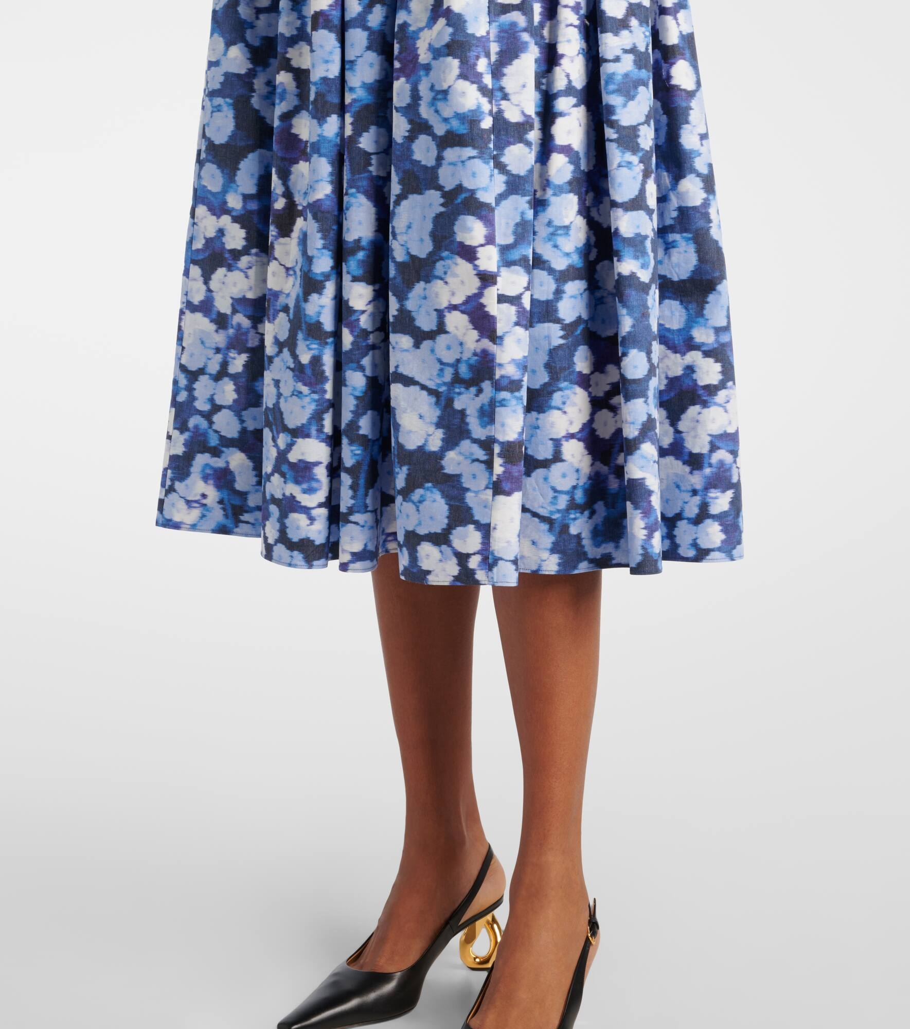 Floral-appliqué ruffled cotton cocktail dress - 5