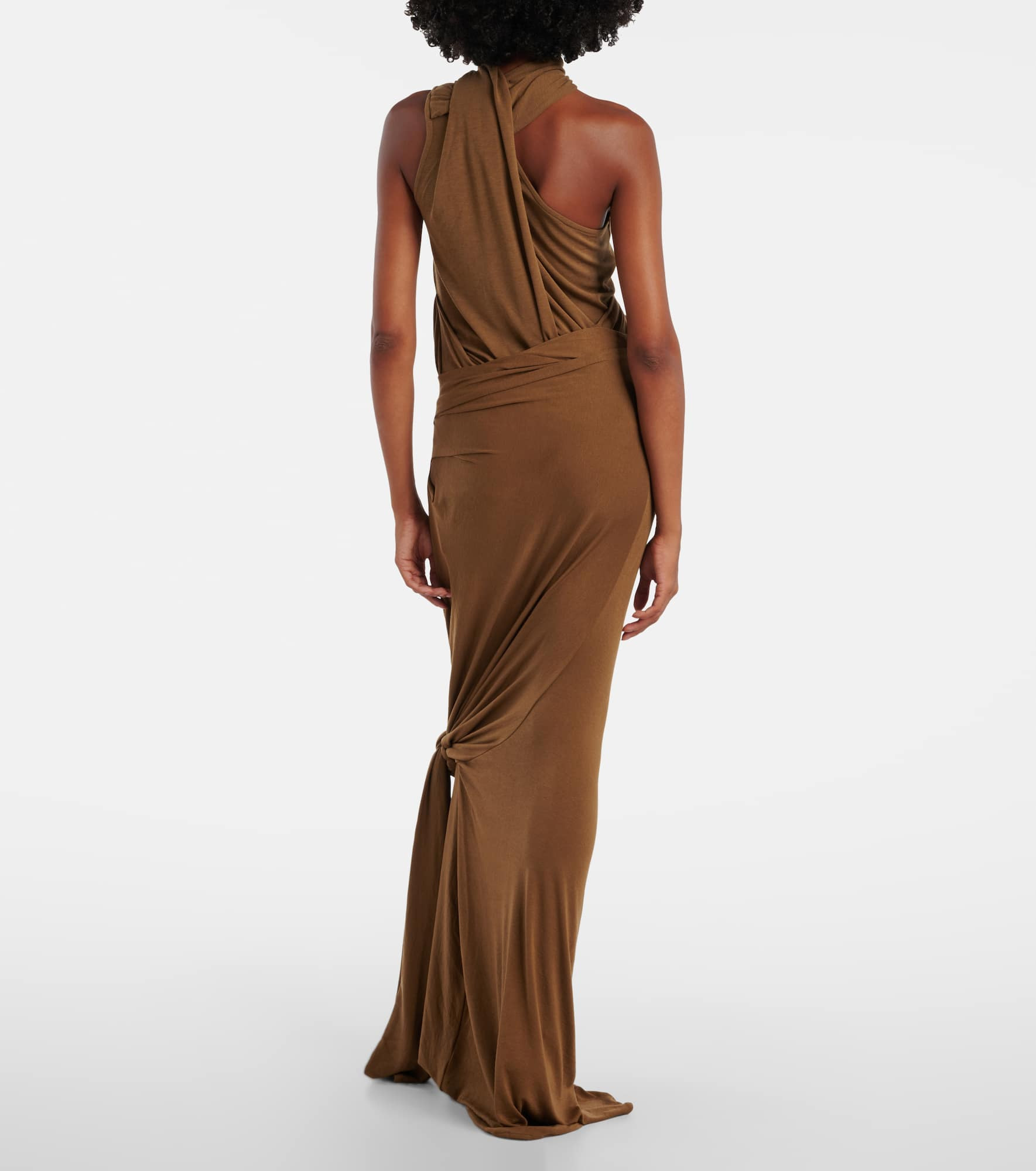 Asymmetric draped jersey maxi skirt - 3