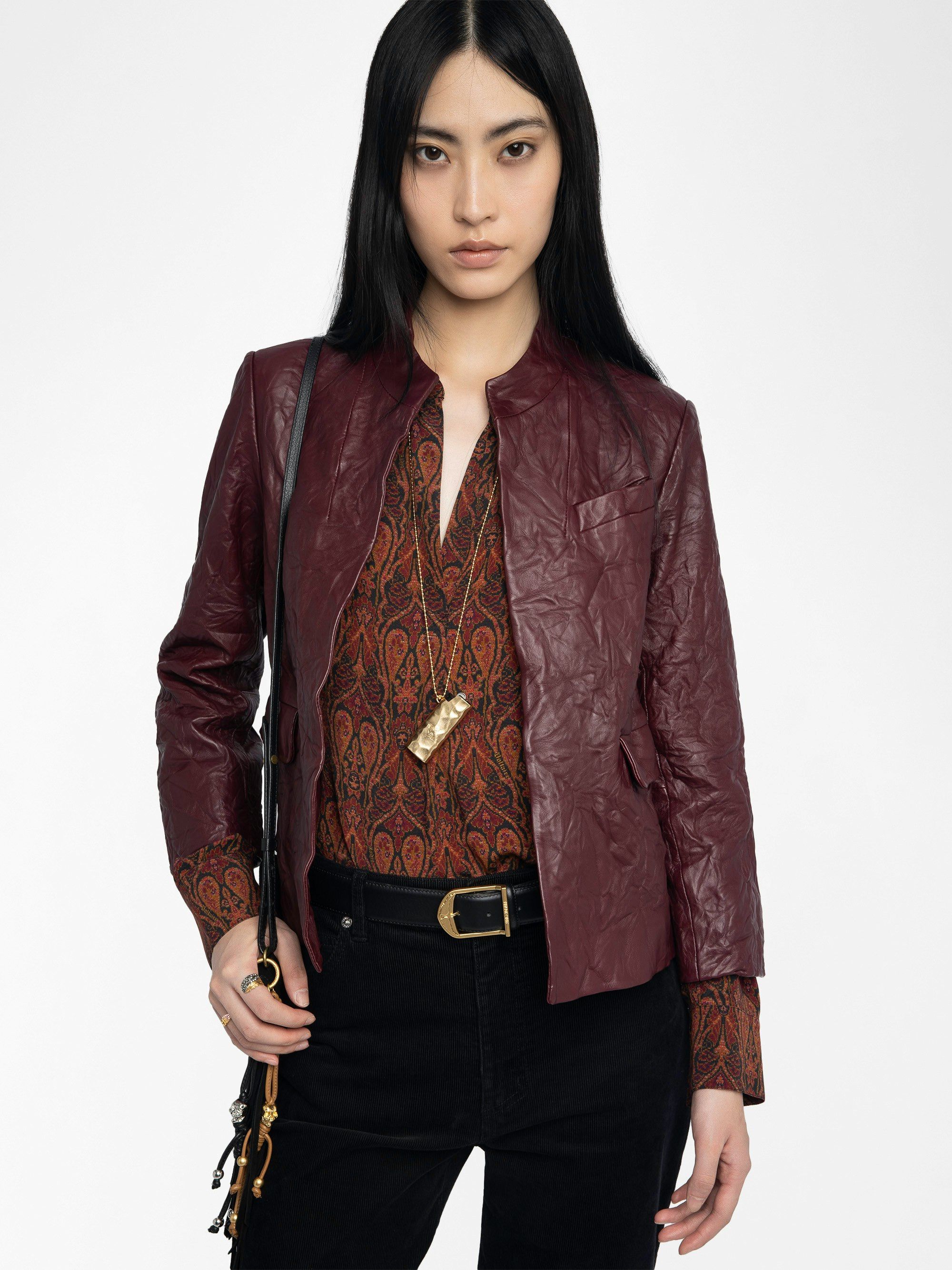 Veryn Crinkled Leather Blazer - 5