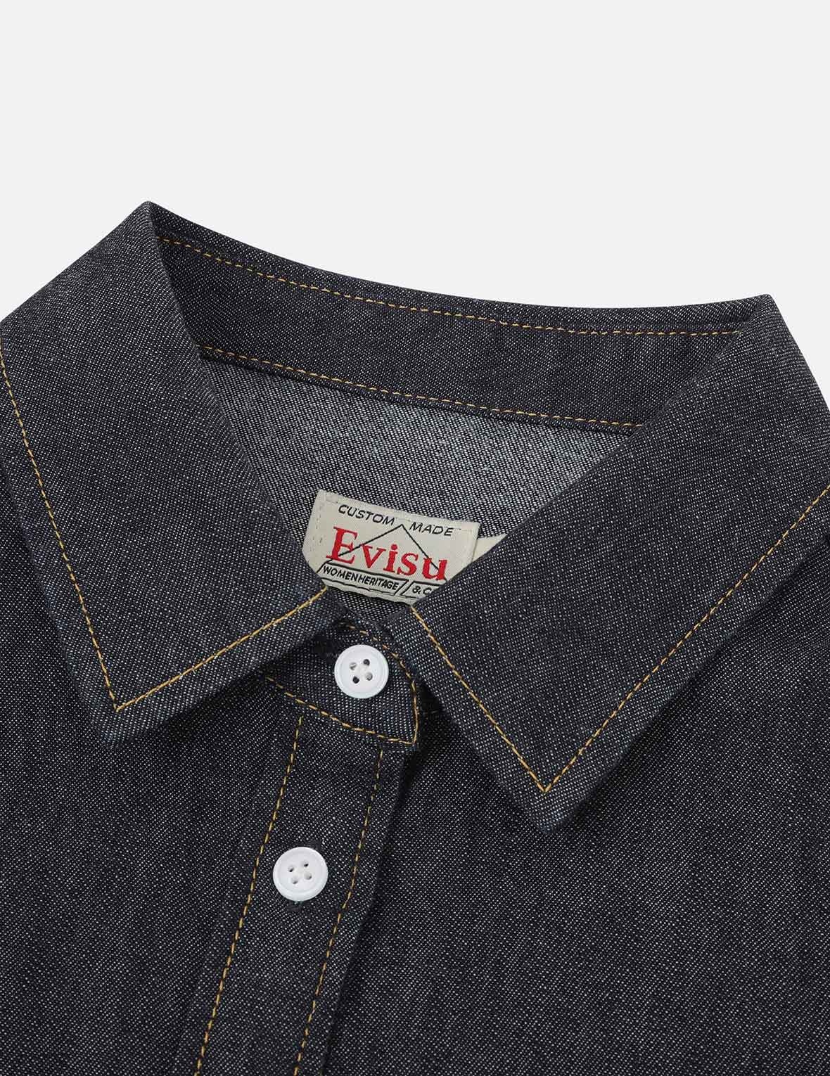 BROCADE KAMON PRINT DENIM SHIRT - 7