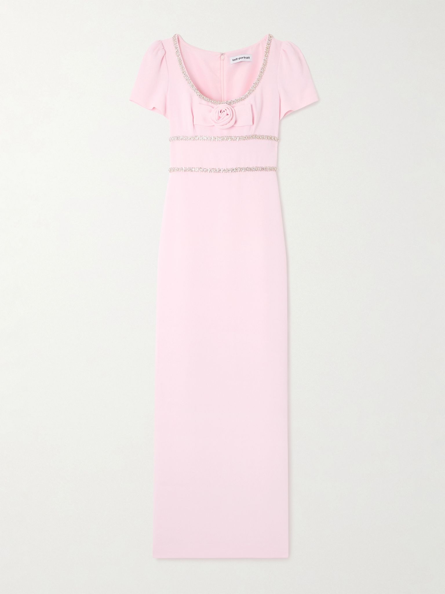 Crystal-embellished appliquéd crepe maxi dress Pink - 1