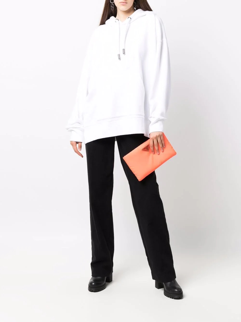 tonal logo cotton hoodie - 2