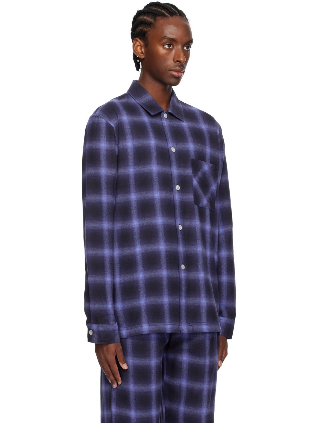Navy Plaid Pyjama Shirt - 2
