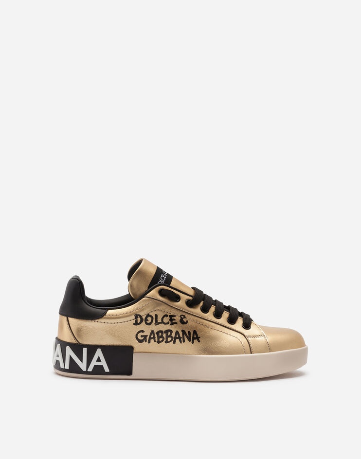 Calfskin nappa Portofino sneakers with lettering print - 1