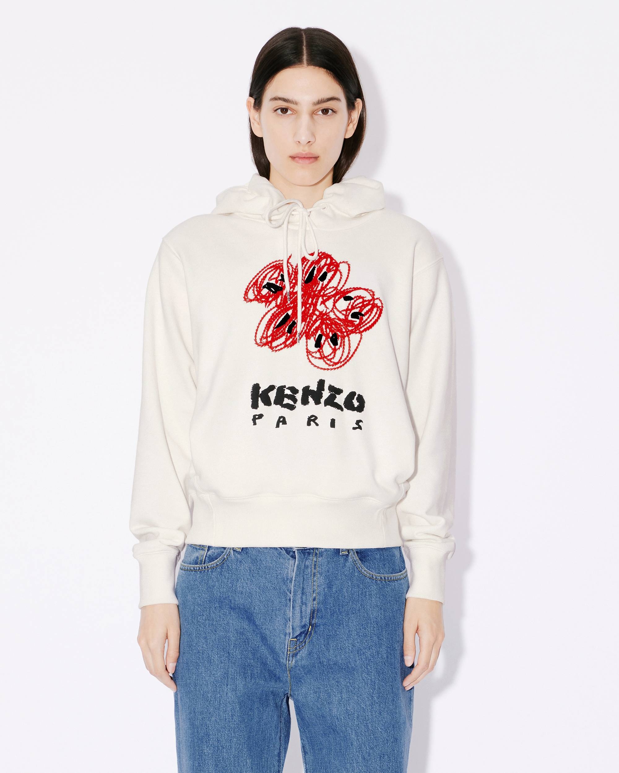 'KENZO Drawn Flowers' embroidered hooded sweatshirt - 3