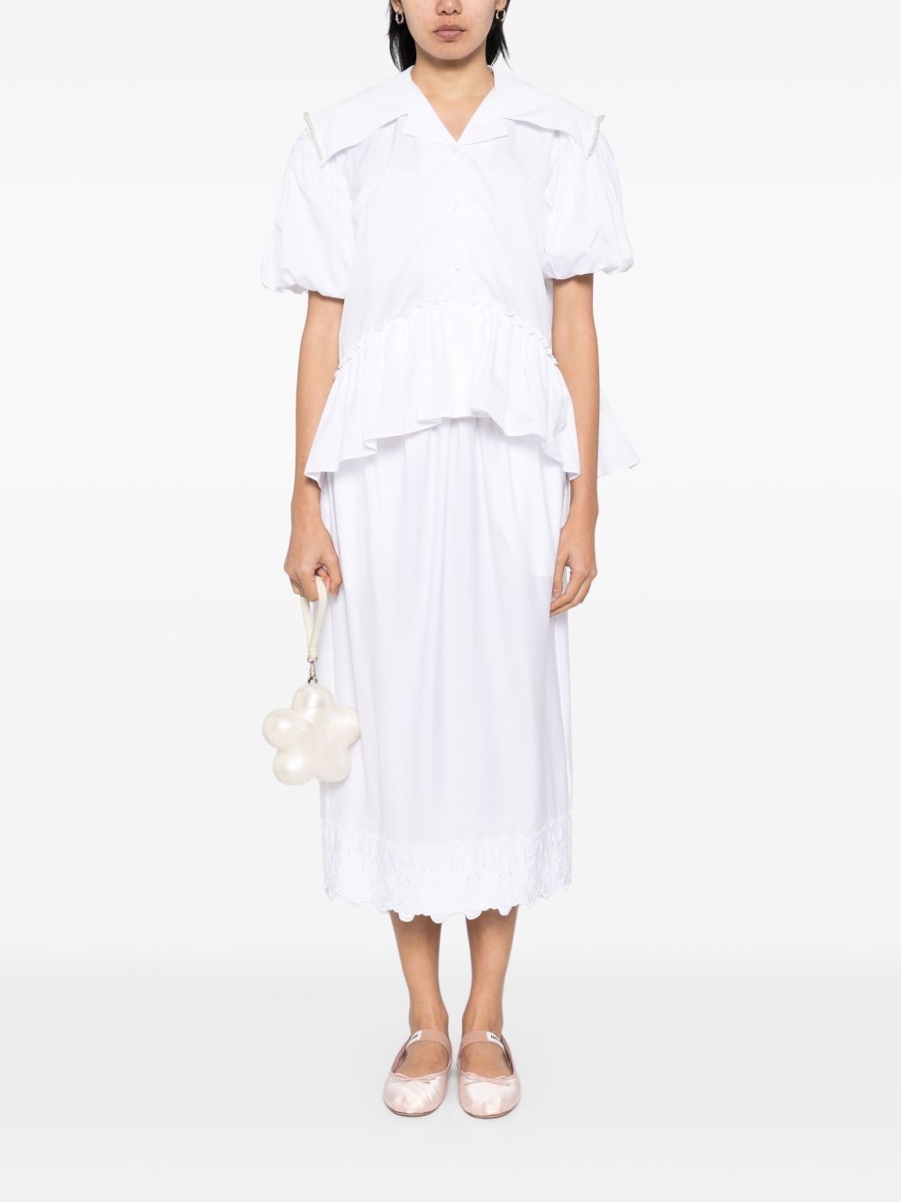 sailor-collar puff-sleeves shirt - 2