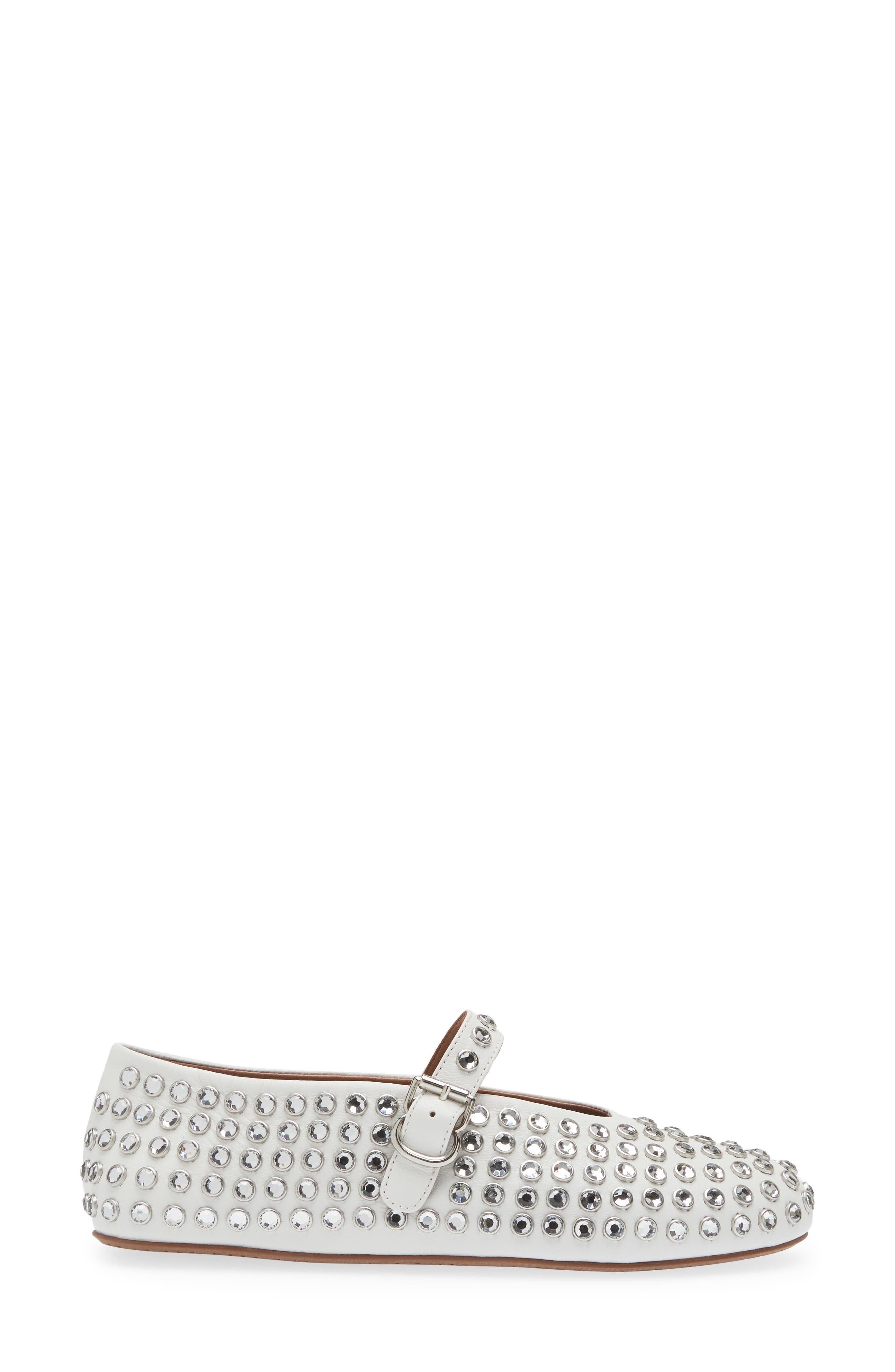 Alaïa Rhinestone Ballet Flat in White at Nordstrom - 3