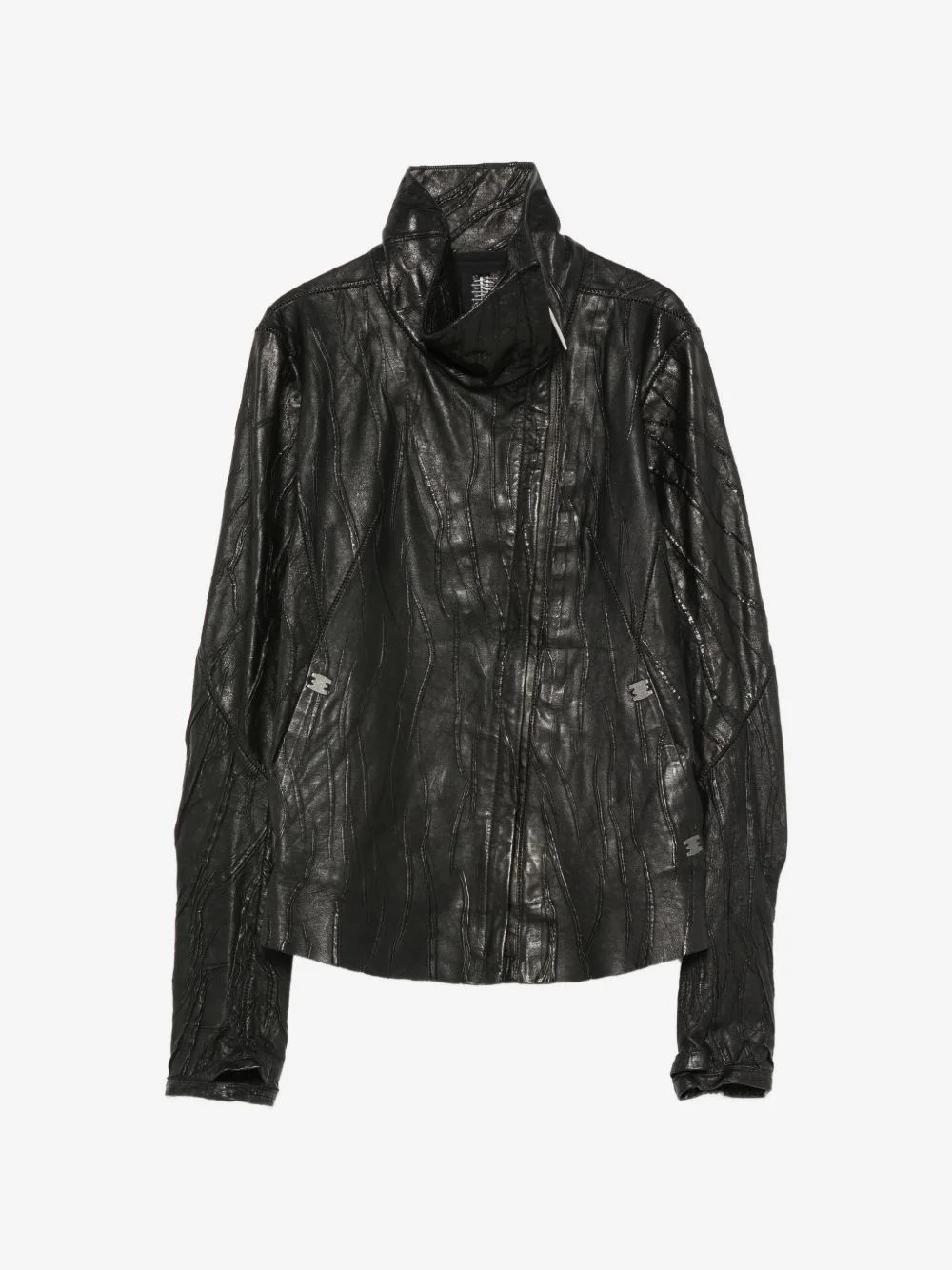 crinkled leather jacket - 1