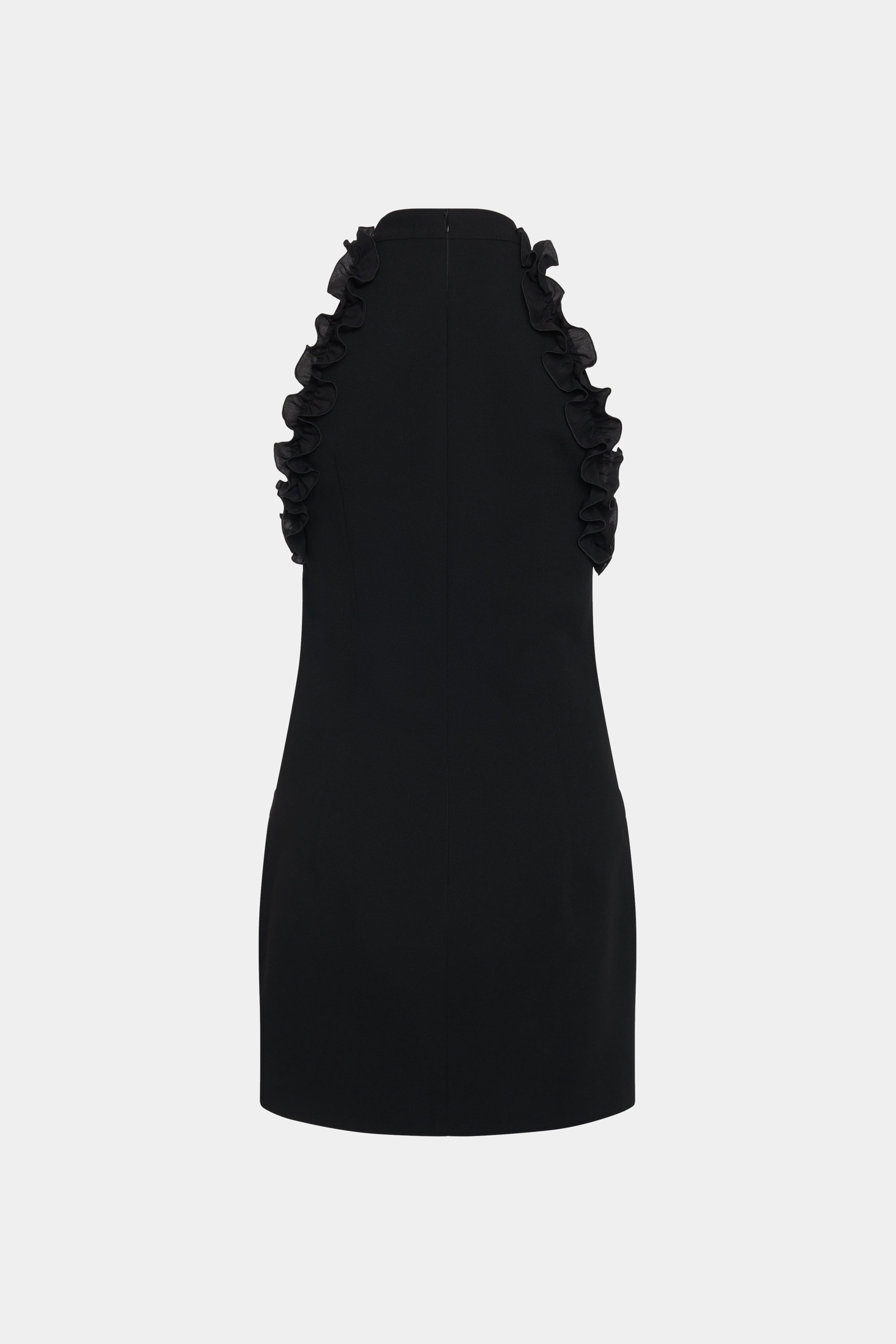 WOOL CREPE MINI DRESS WITH BOW - 2