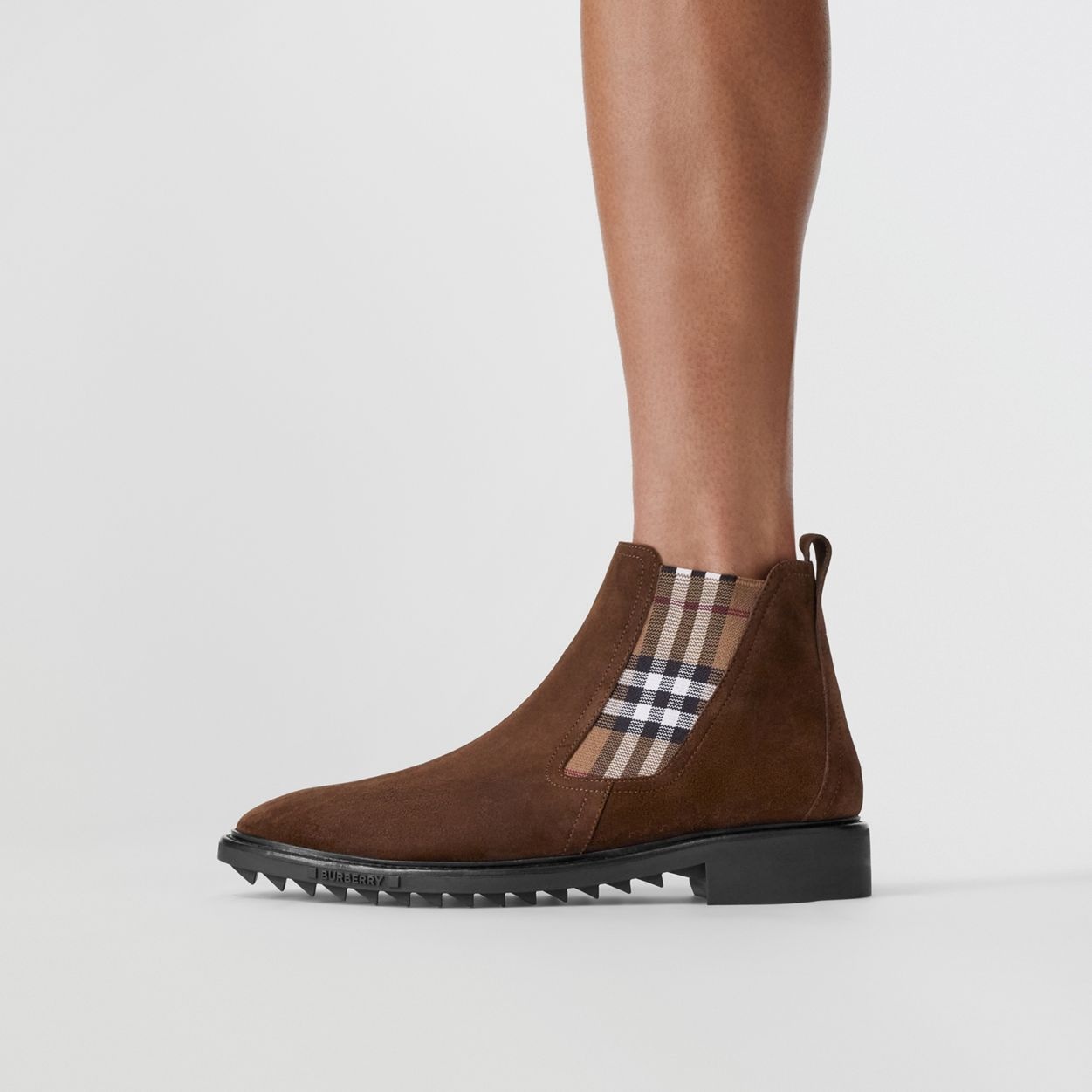 Vintage Check Detail Suede Chelsea Boots - 3