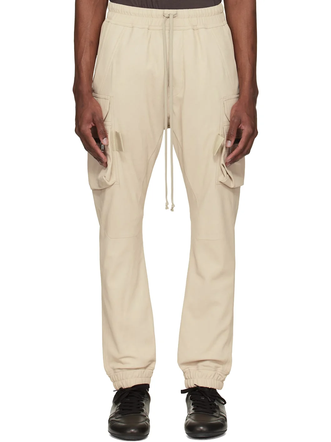 Beige Temple Mastodon Cargo Leather Pants - 1