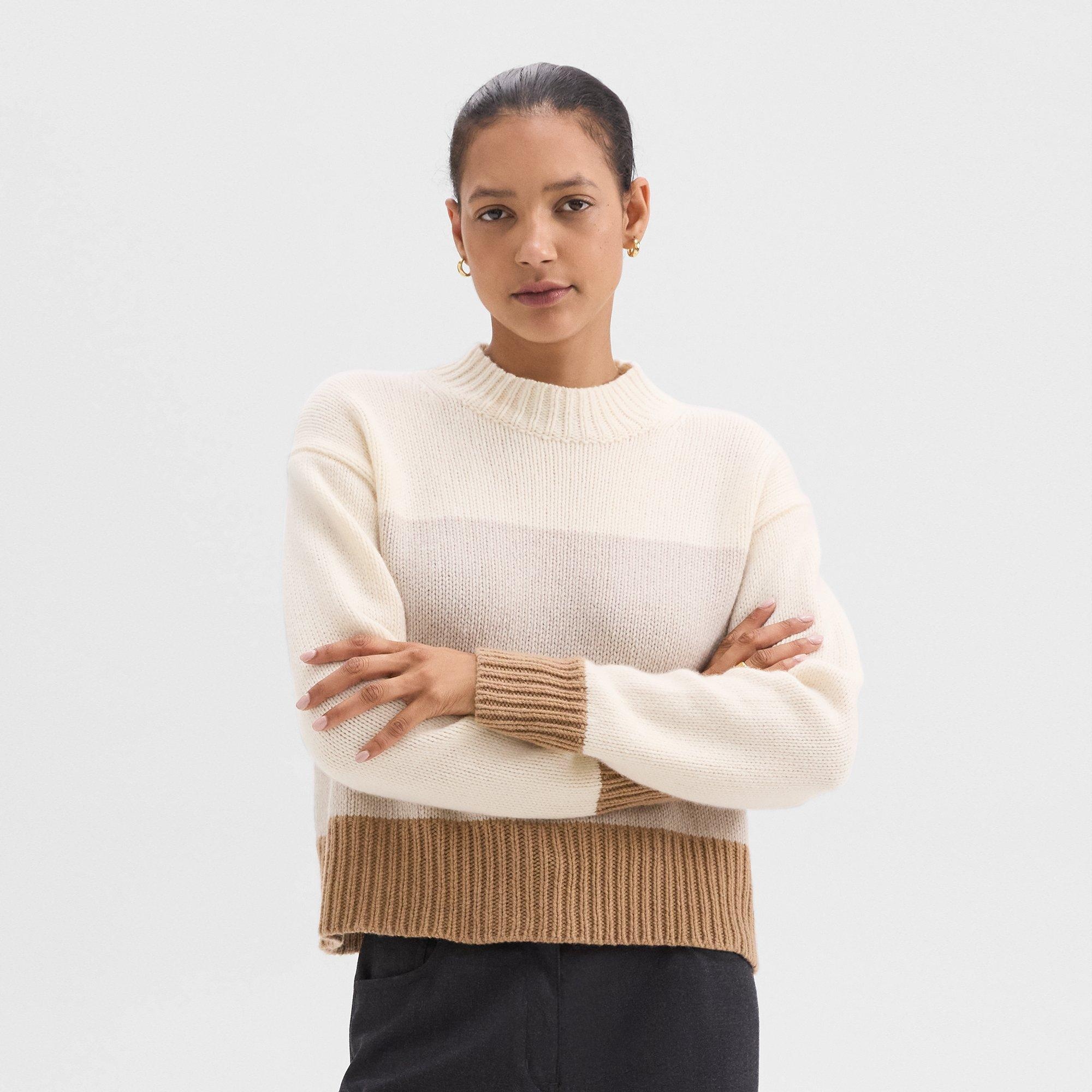 Colorblock Sweater in Felted Wool-Cashmere - 2