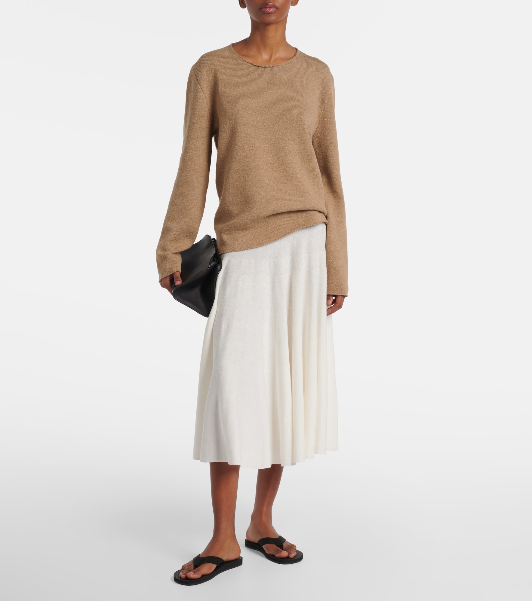 Jaliah cotton and linen-blend midi skirt - 2