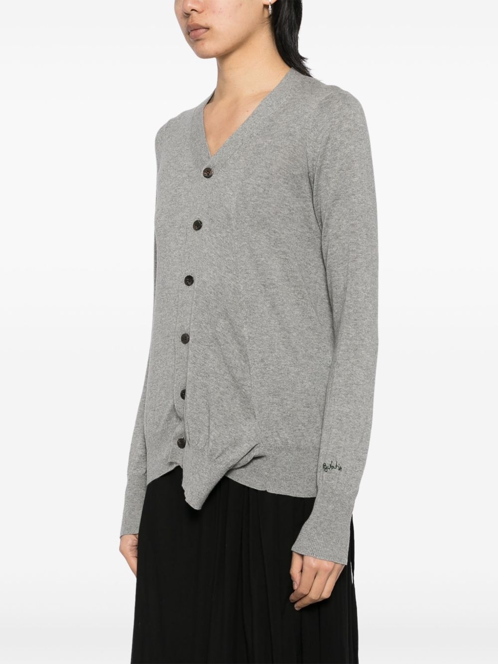embroidered slogan cardigan - 3
