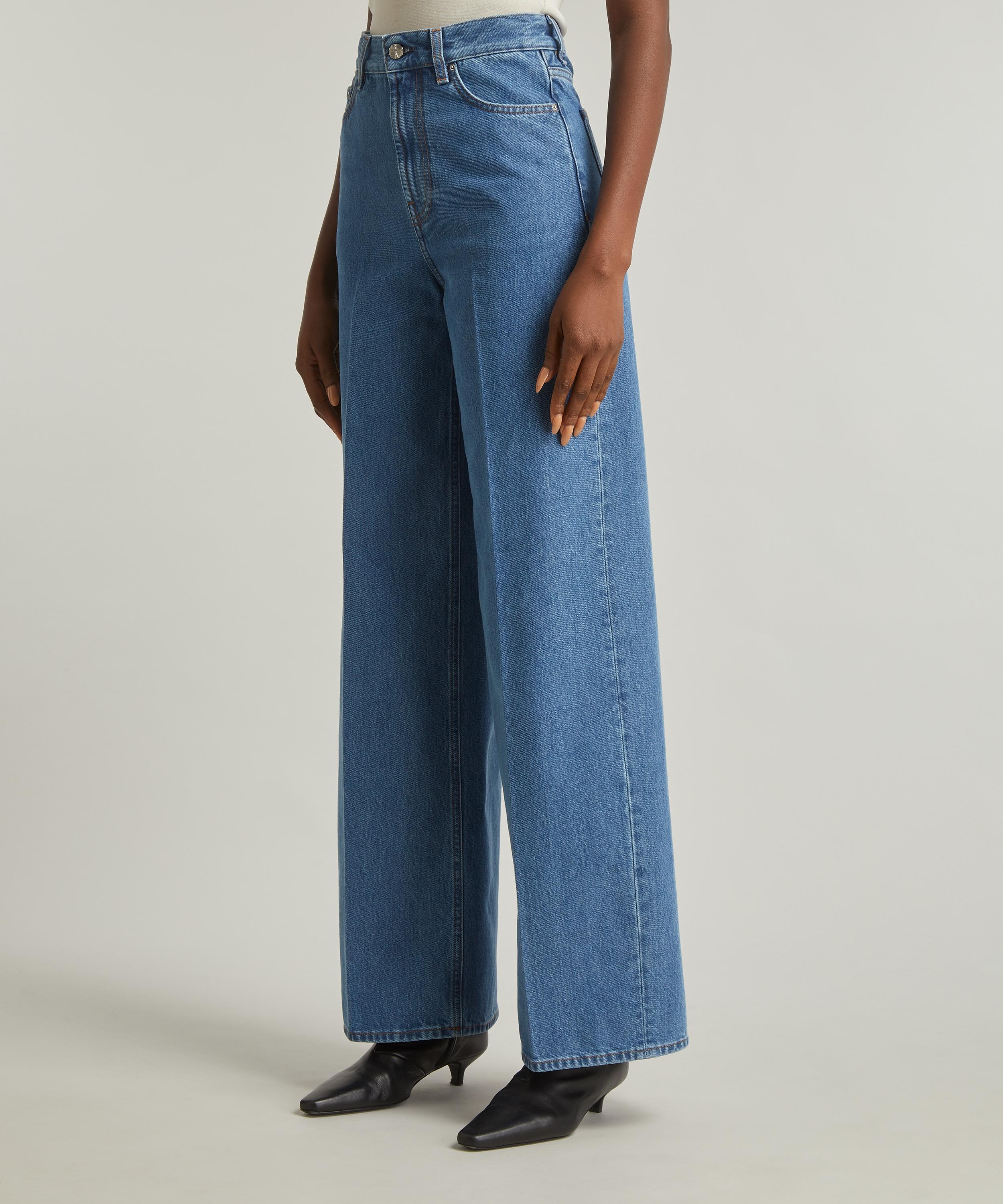 Wide Leg Vibrant Blue Denim Jeans - 3
