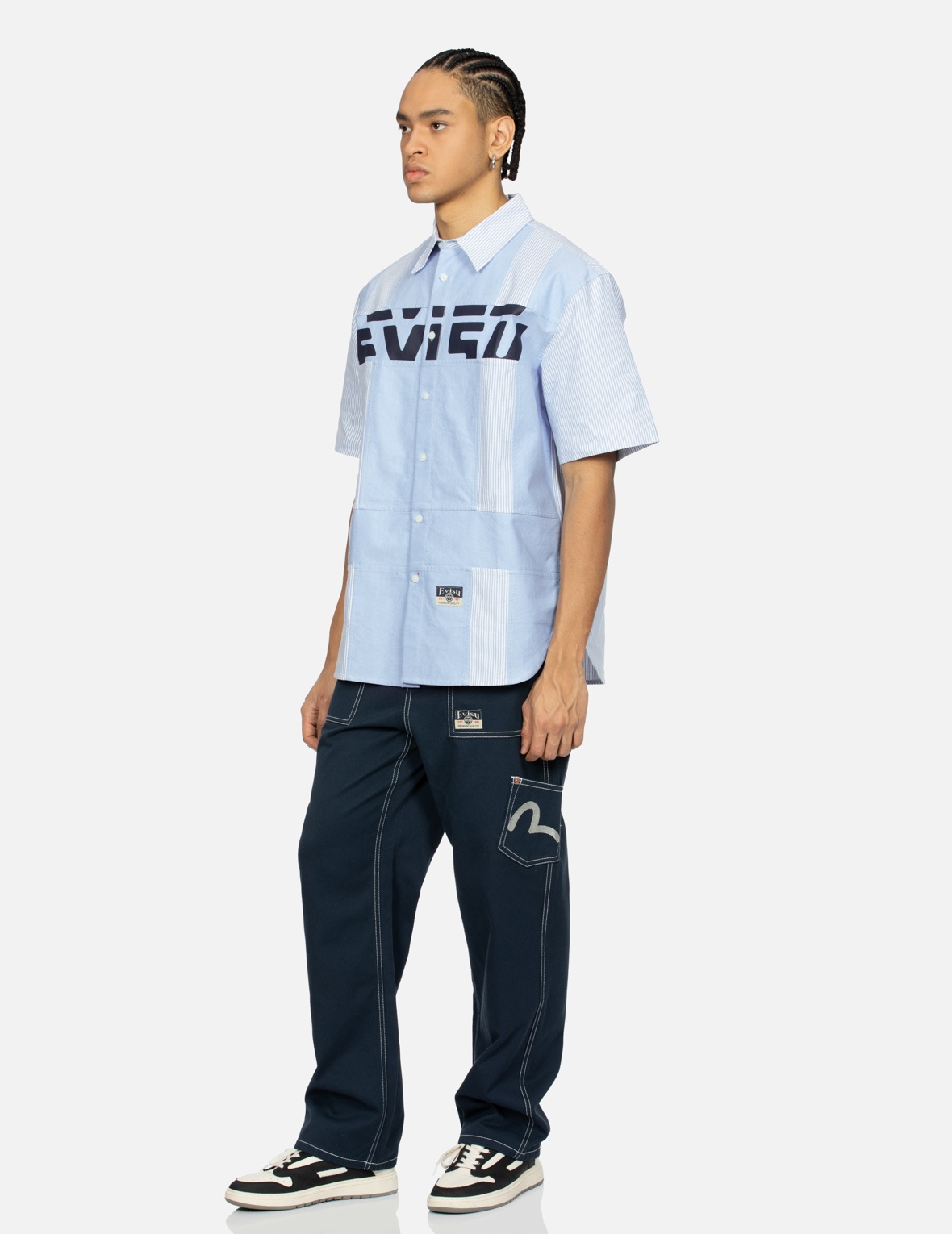 SEAGULL EMBROIDERY WITH CONTRASTING STITCH STRAIGHT FIT CARGO PANTS - 4