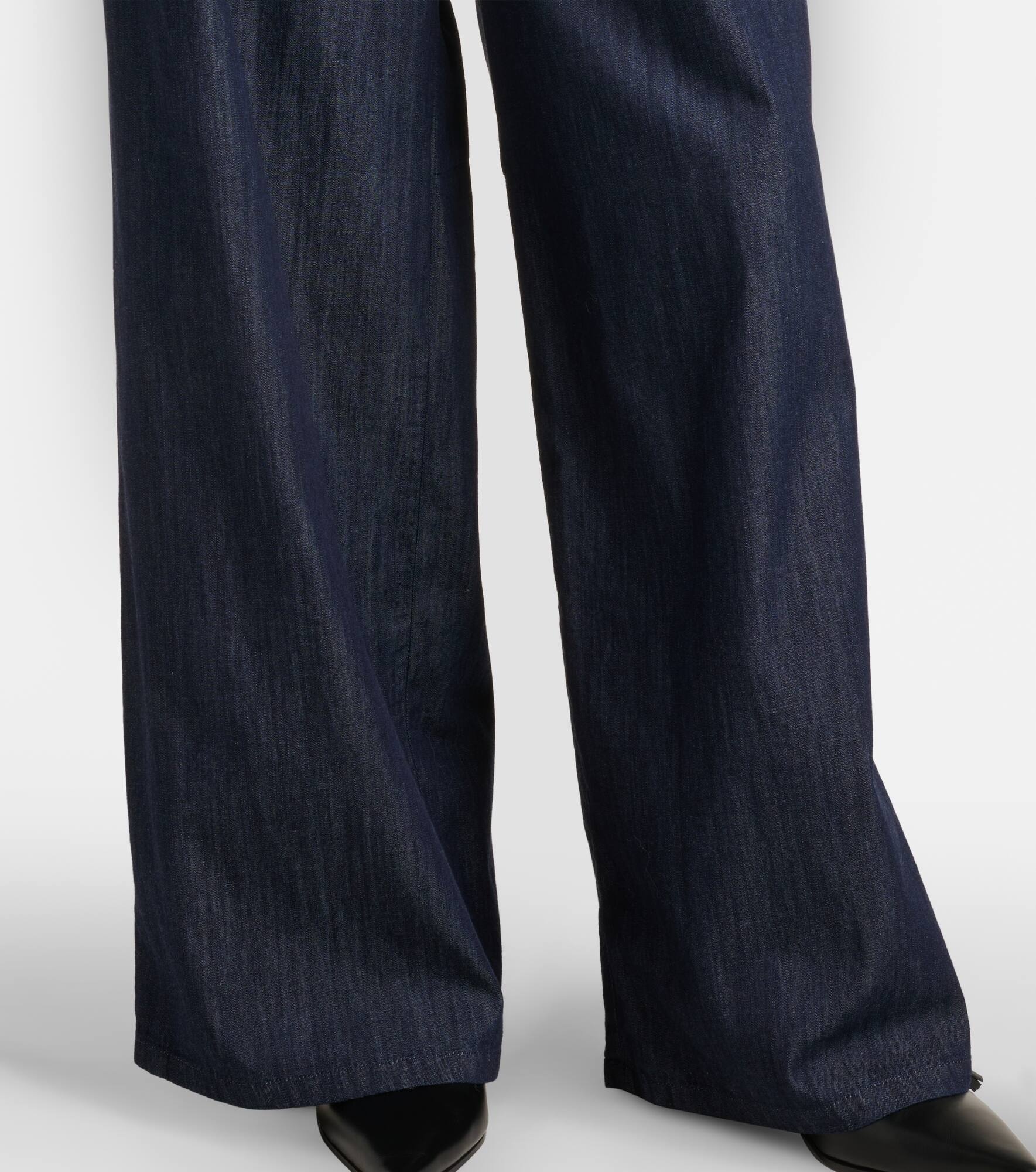 Jerry embellished chambray wide-leg pants - 5
