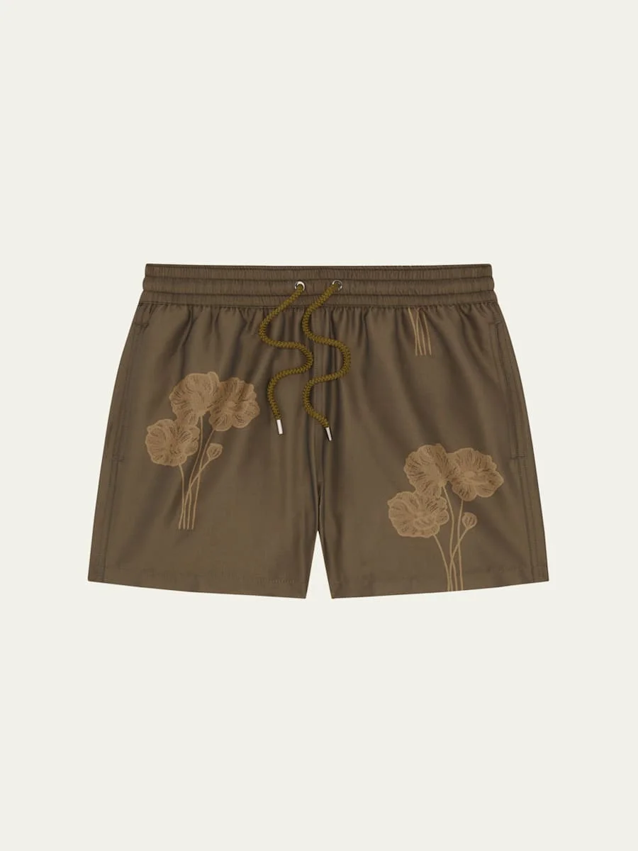 Men's Floral-Print Jacquard Swim Shorts - 1