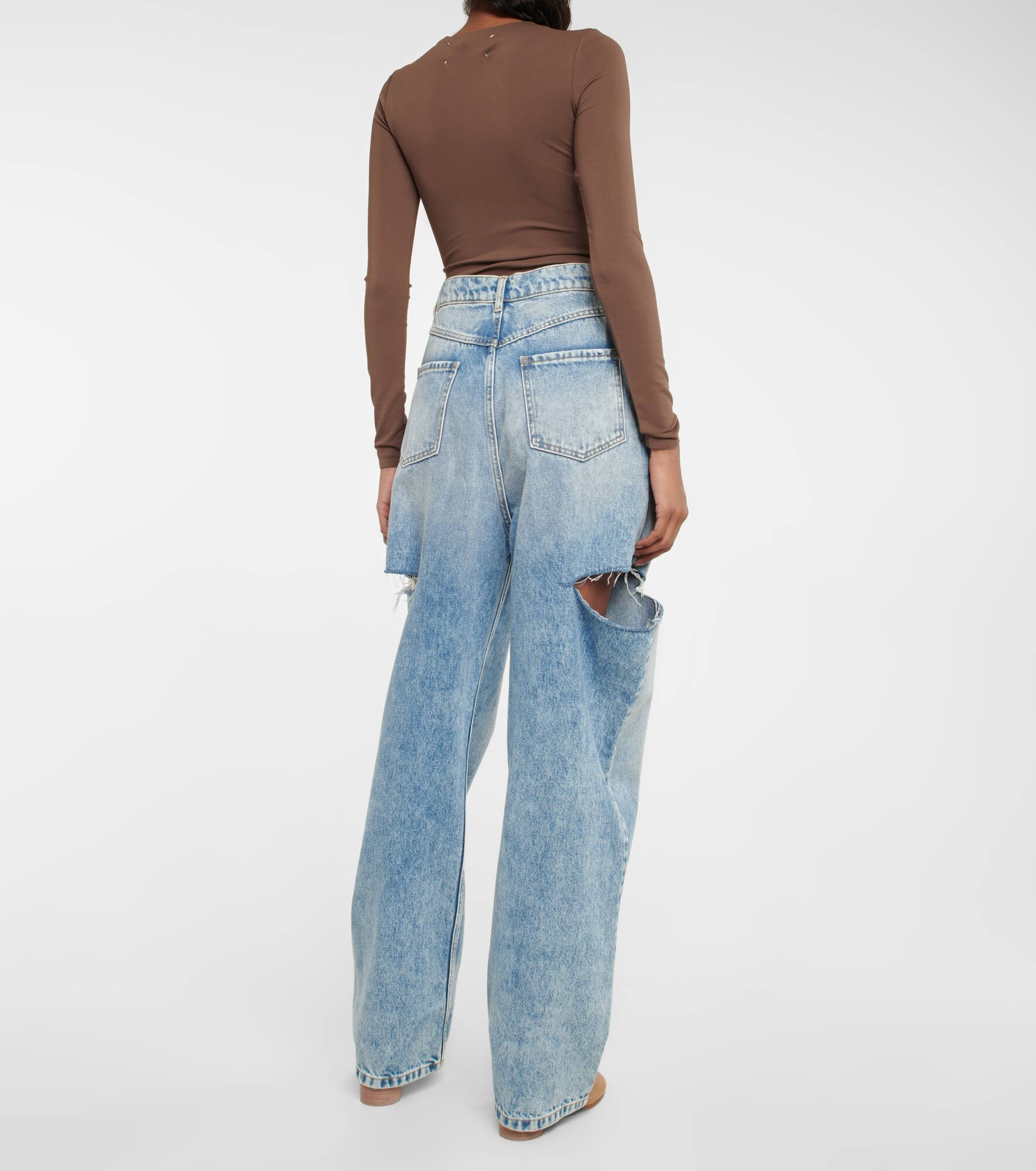 Cutout high-rise wide-leg jeans - 3