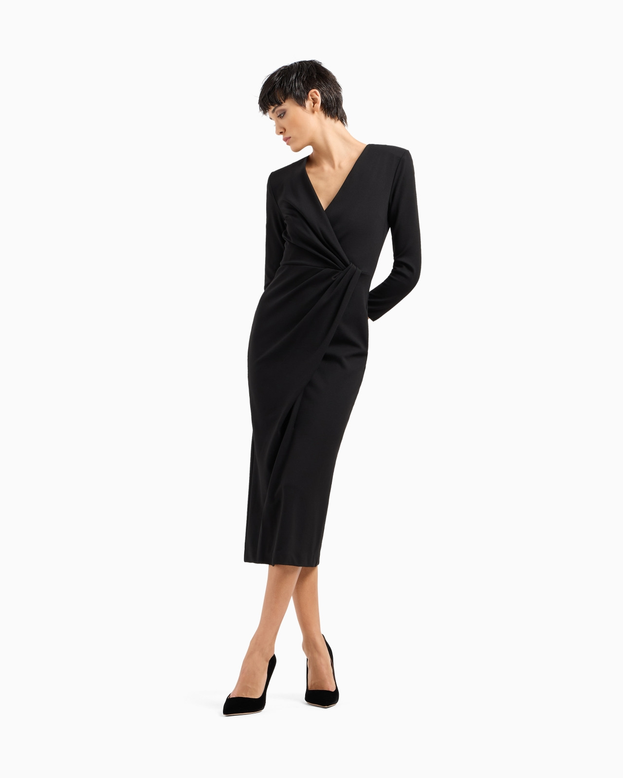 Viscose-blend Milano-stitch midi dress - 2