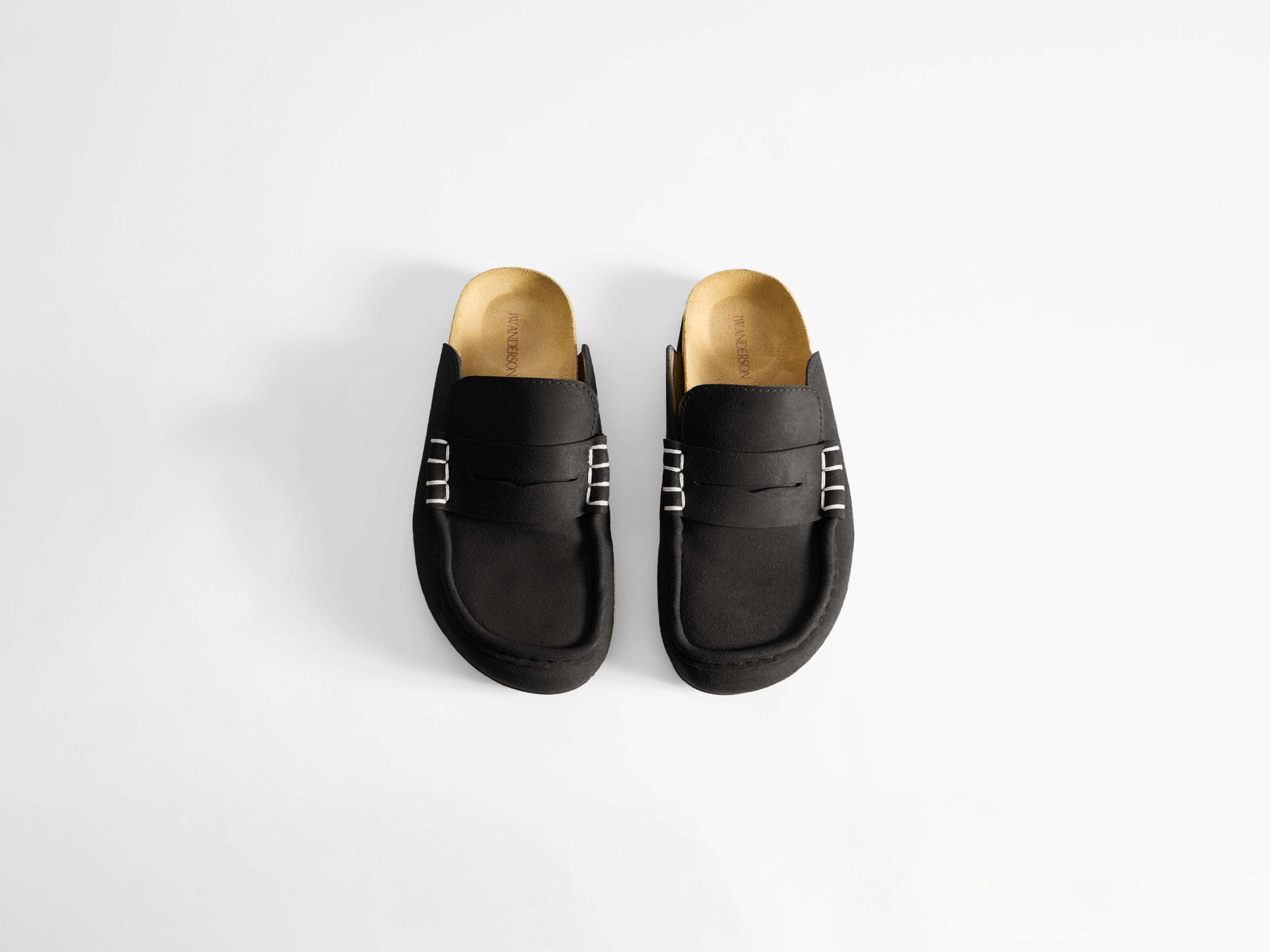 WOMENS STITCH LOAFER MULES IN BLACK - 4