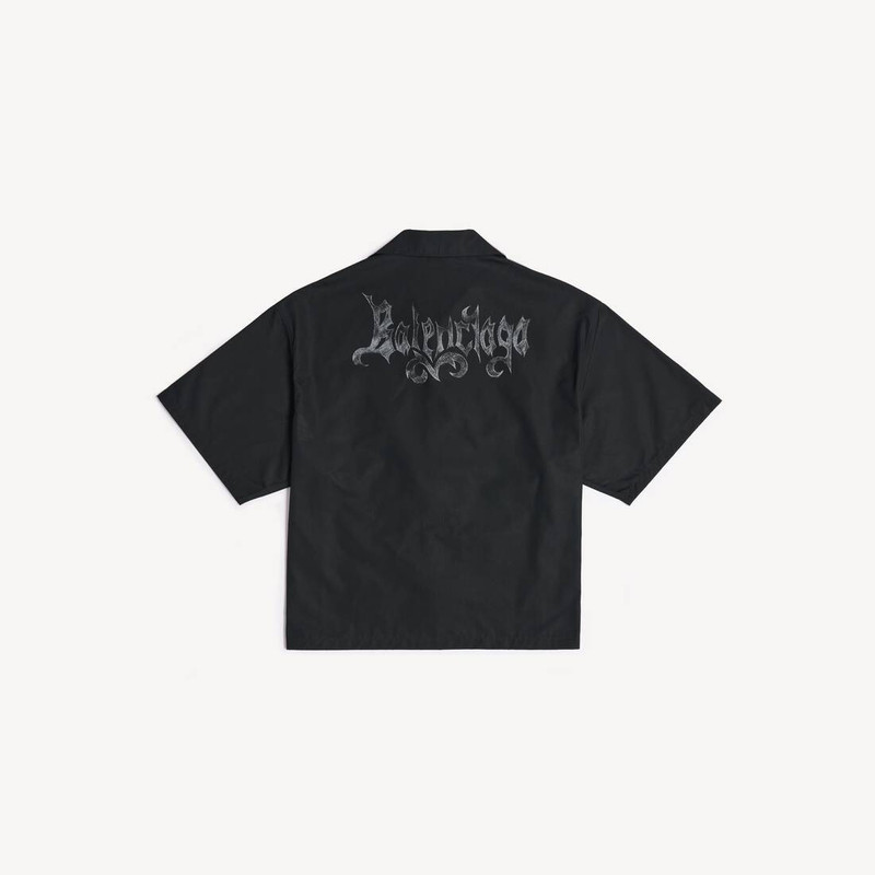 BALENCIAGA Men's Sketchy Bowling Short Sleeve Shirt in Black outlook