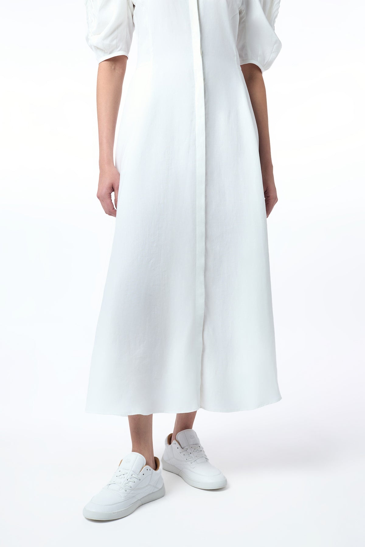 Arabella Shirtdress in White Aloe Linen - 3