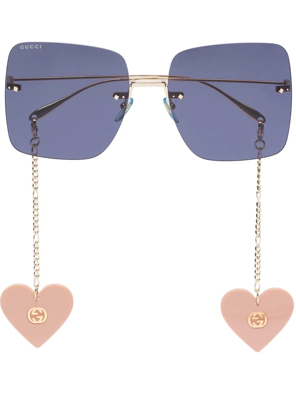 heart-pendants square frame sunglasses - 1