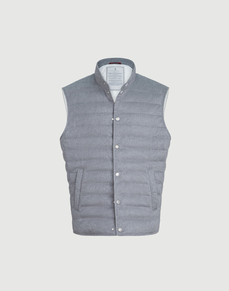 Lightweight cashmere flannel down vest 1