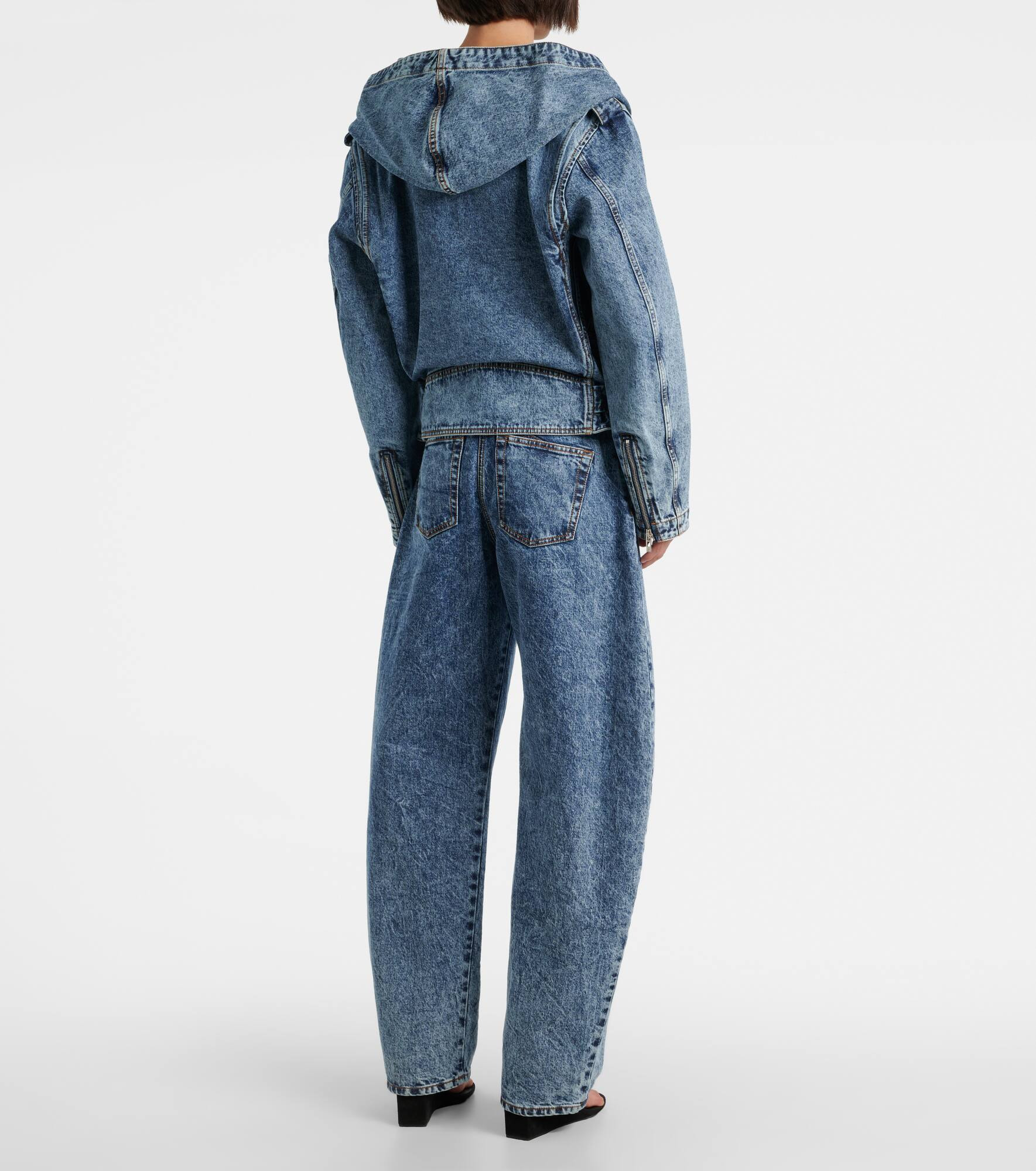Belted hooded denim jacket - 3
