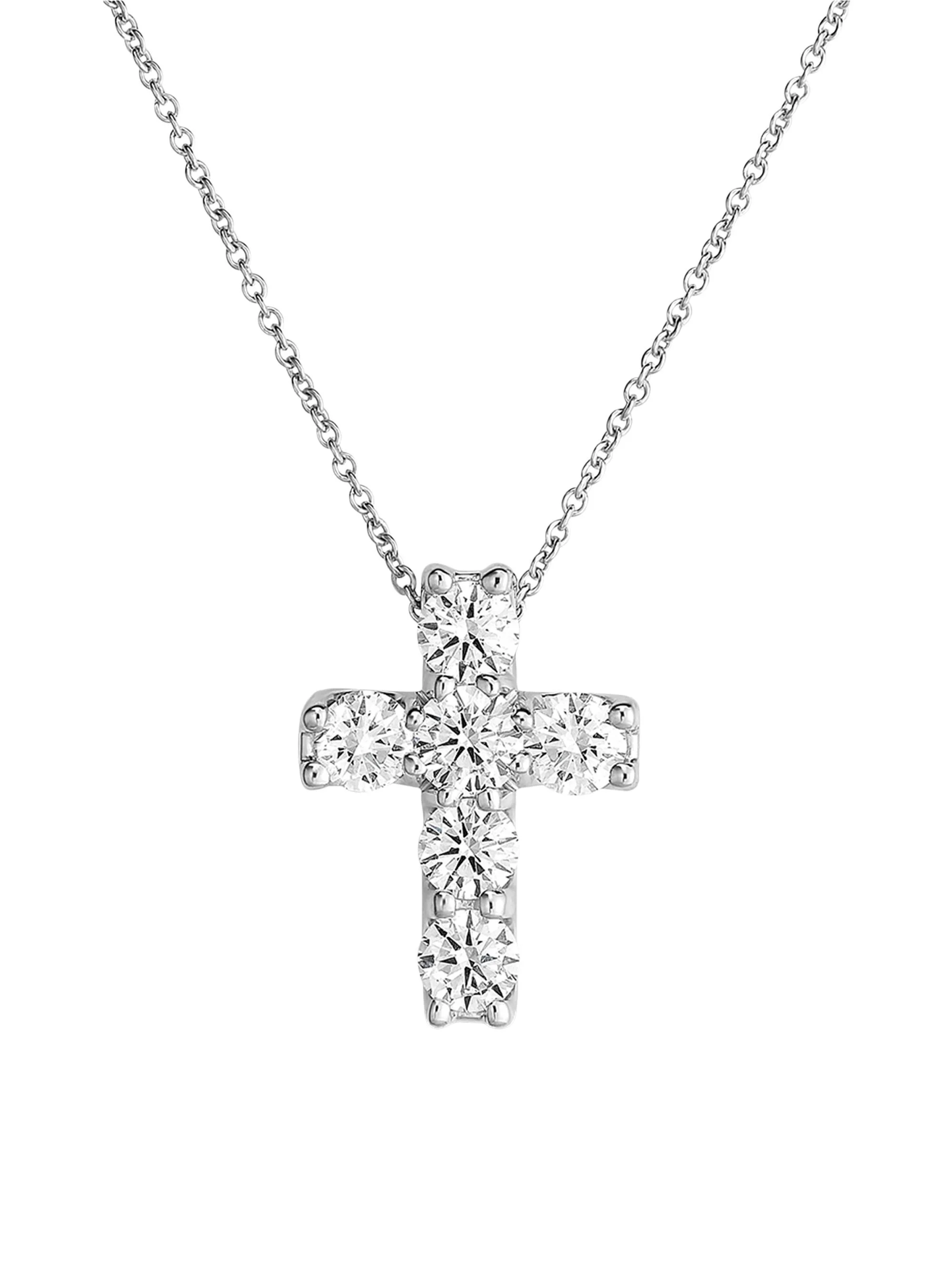 Women's 18K White Gold & Diamond Cross Pendant Necklace - White Gold - 1