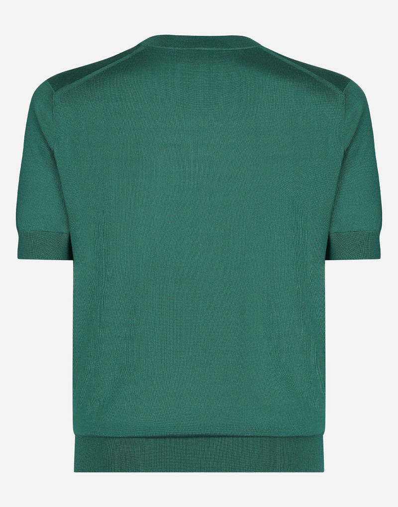 Dolce & Gabbana Round-neck silk sweater with Dolce&Gabbana logo outlook