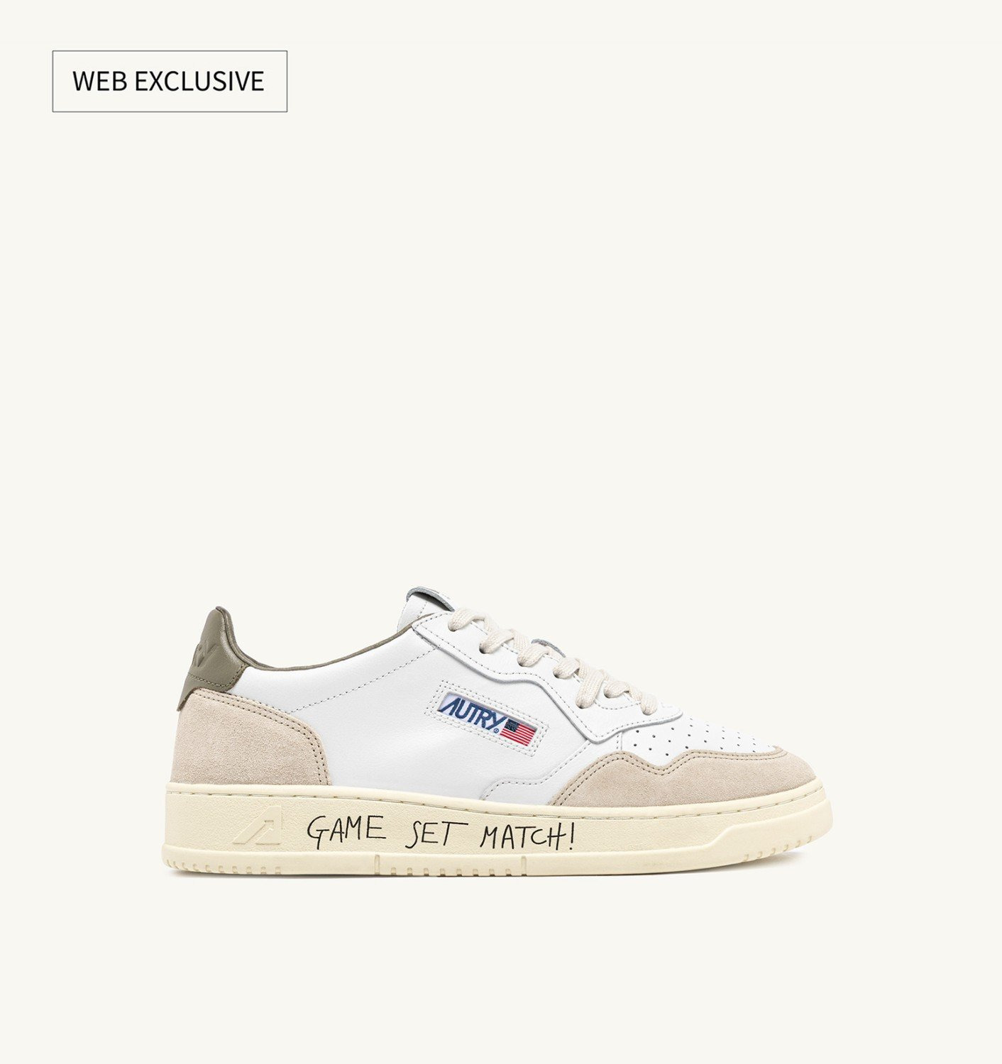 MEDALIST LOW SNEAKERS IN LEATHER AND SUEDE COLOR WHITE AND COVERT GREEN WITH LETTERING - 1