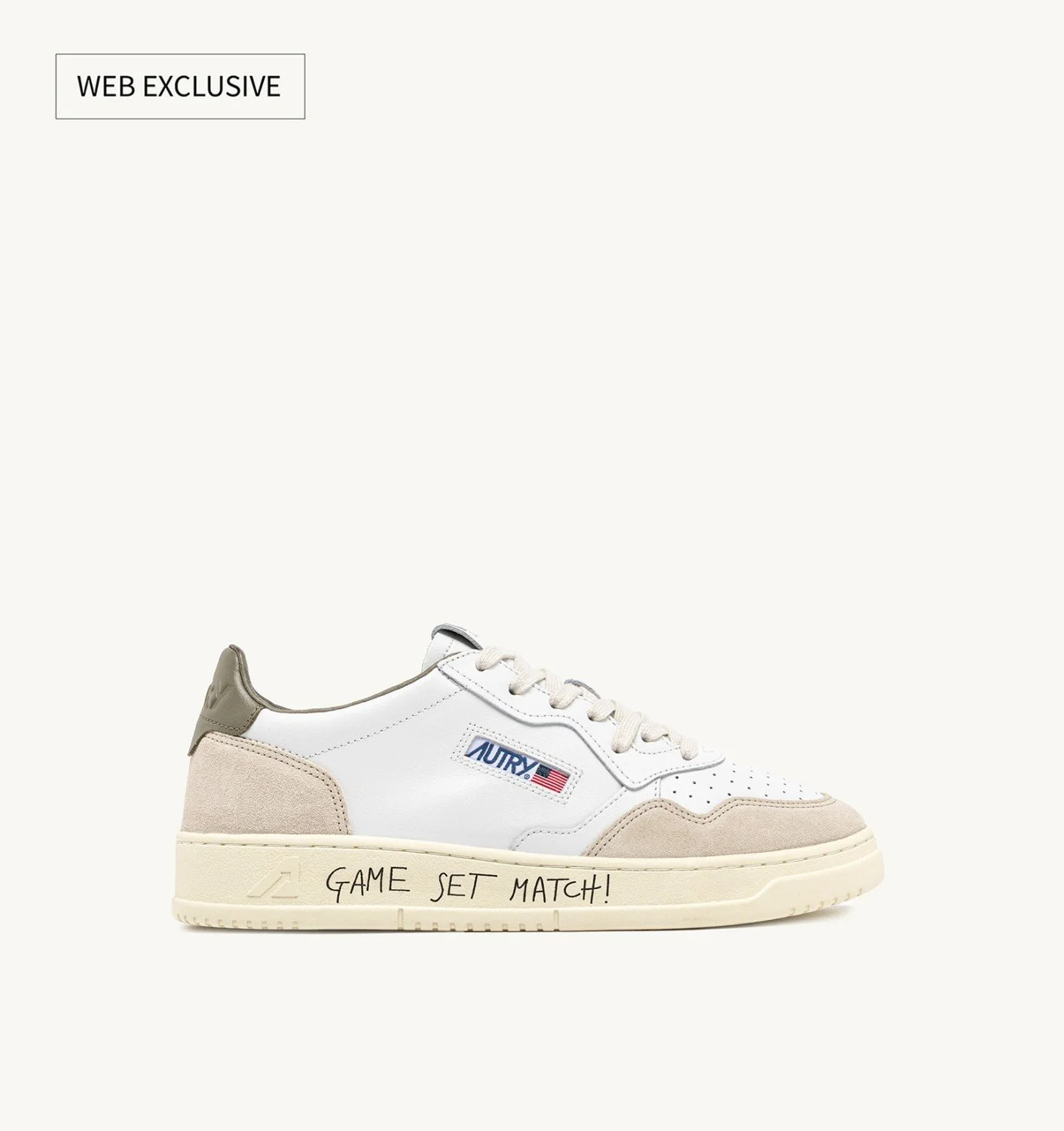 MEDALIST LOW SNEAKERS IN LEATHER AND SUEDE COLOR WHITE AND COVERT GREEN WITH LETTERING - 1