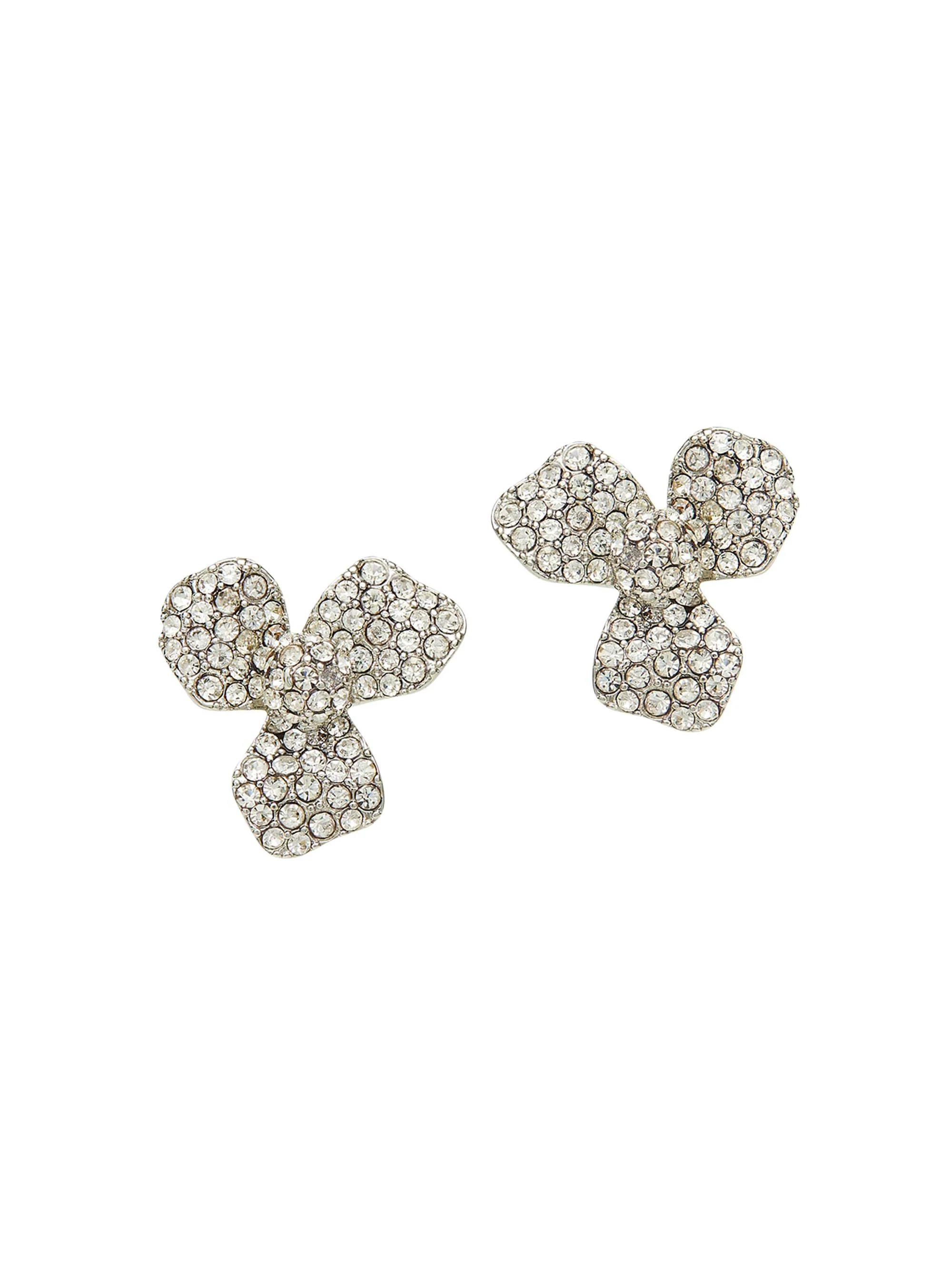 Women's Pave Trillium Stud Earrings - Crystal - 1
