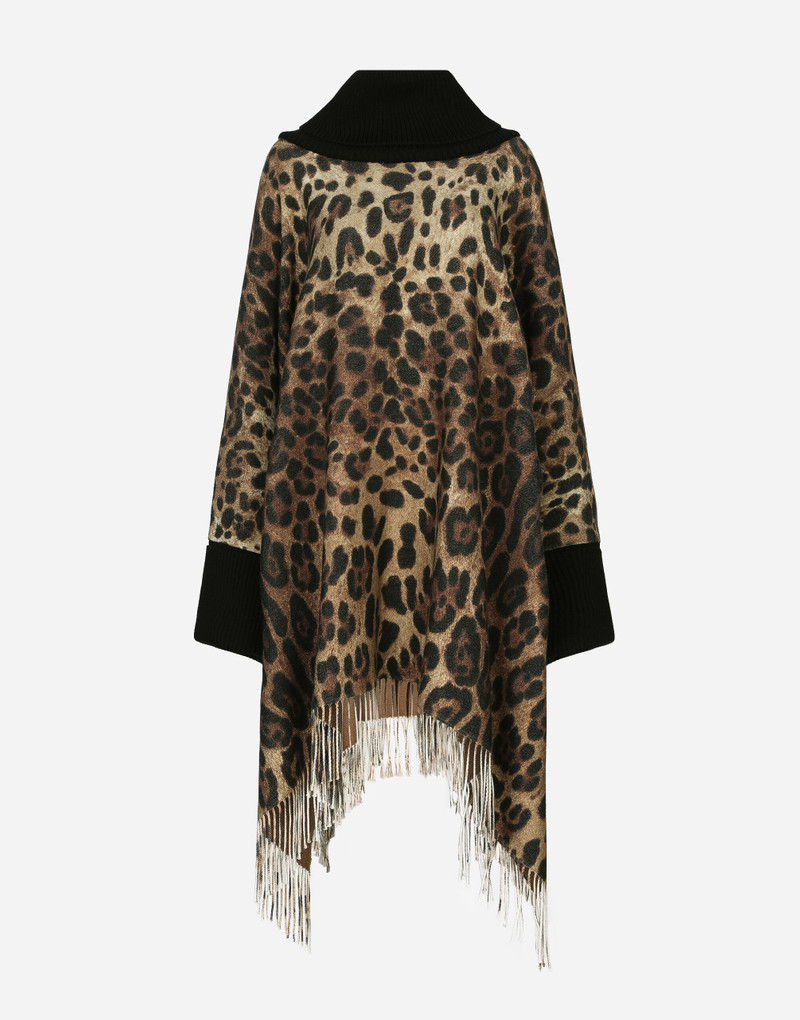 Cashmere and wool poncho with fringing 1