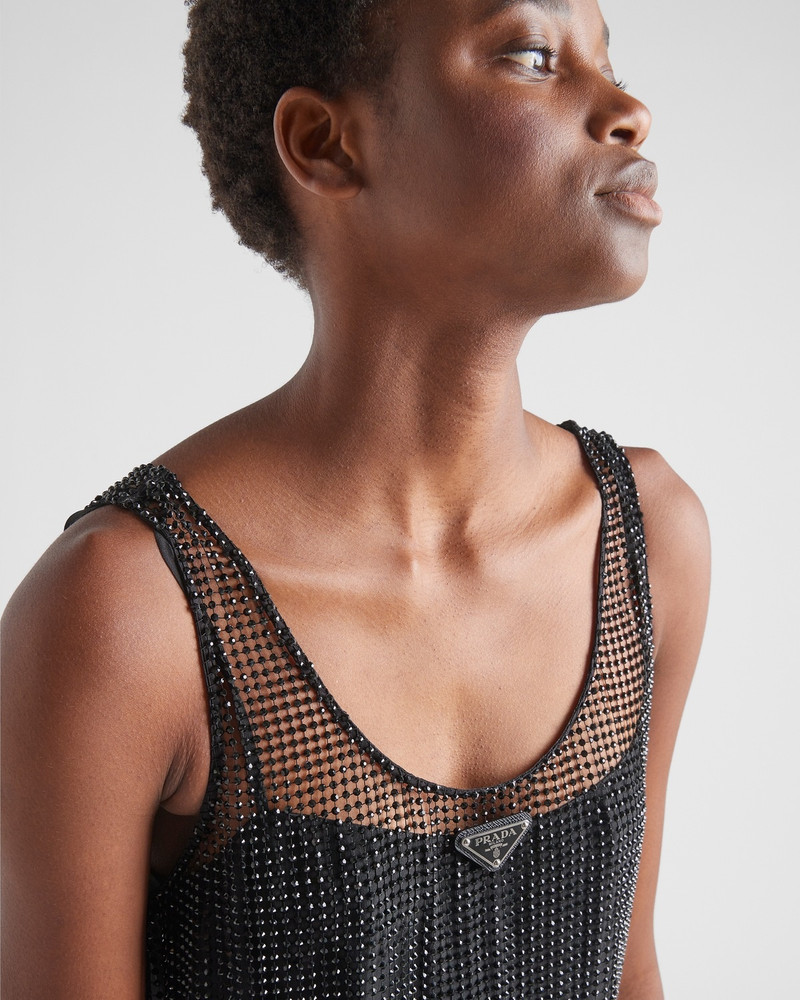 Prada Rhinestone embroidered mesh mini-dress - P3F40R_1WPH_F0002_S_212 |  REVERSIBLE