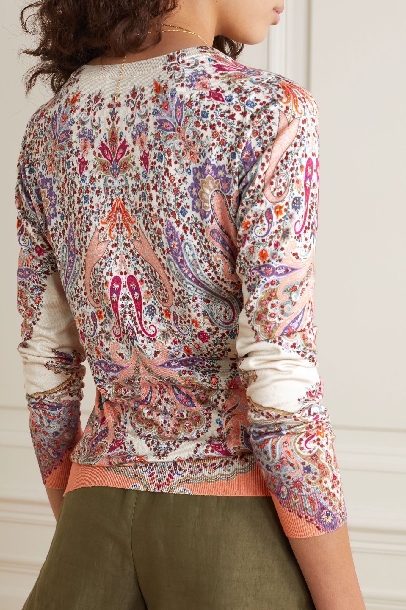 Paisley-print stretch-silk sweater - 3