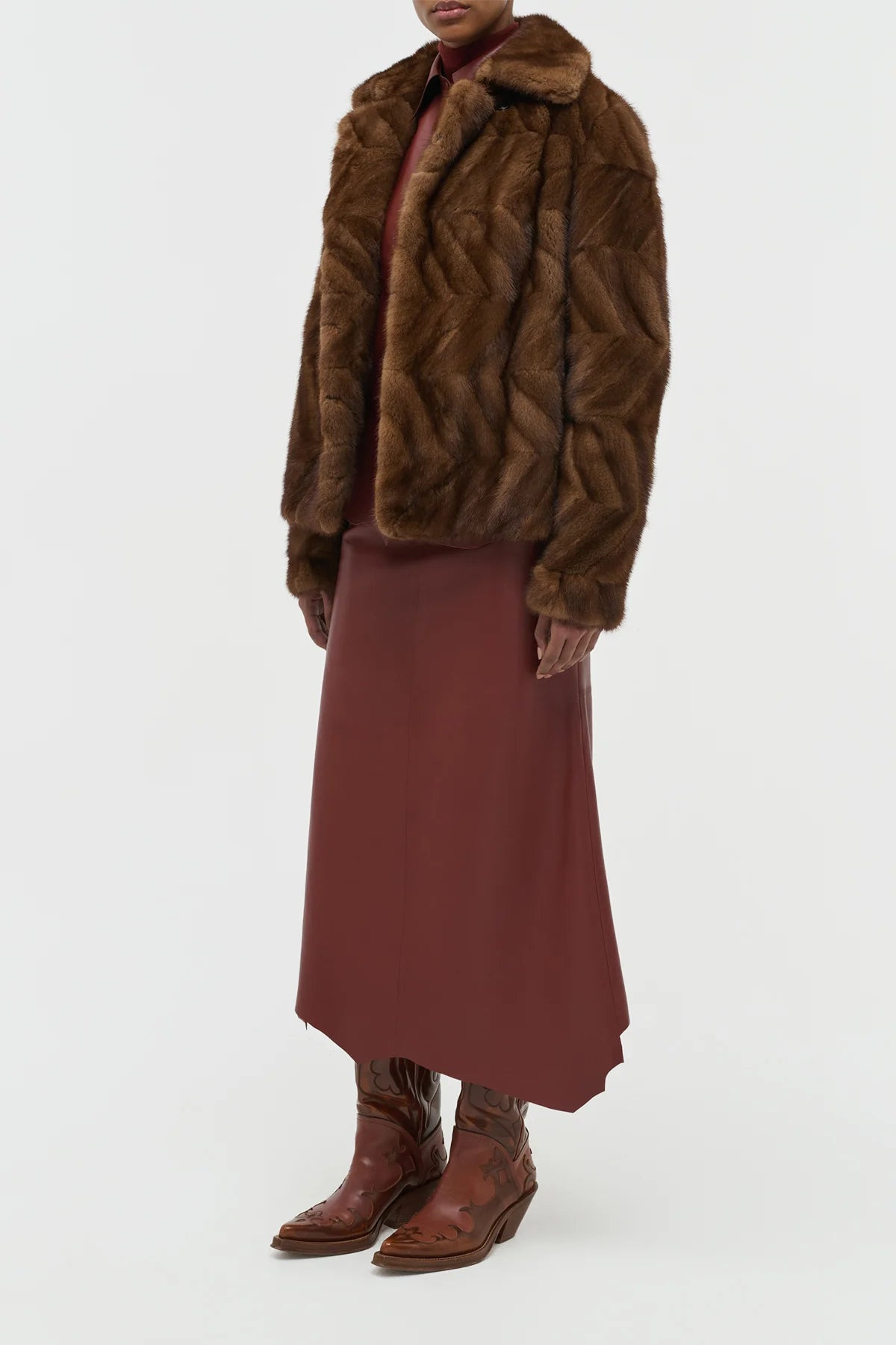 Torstein Coat in Mahogany Recycled Mink Fur - 3