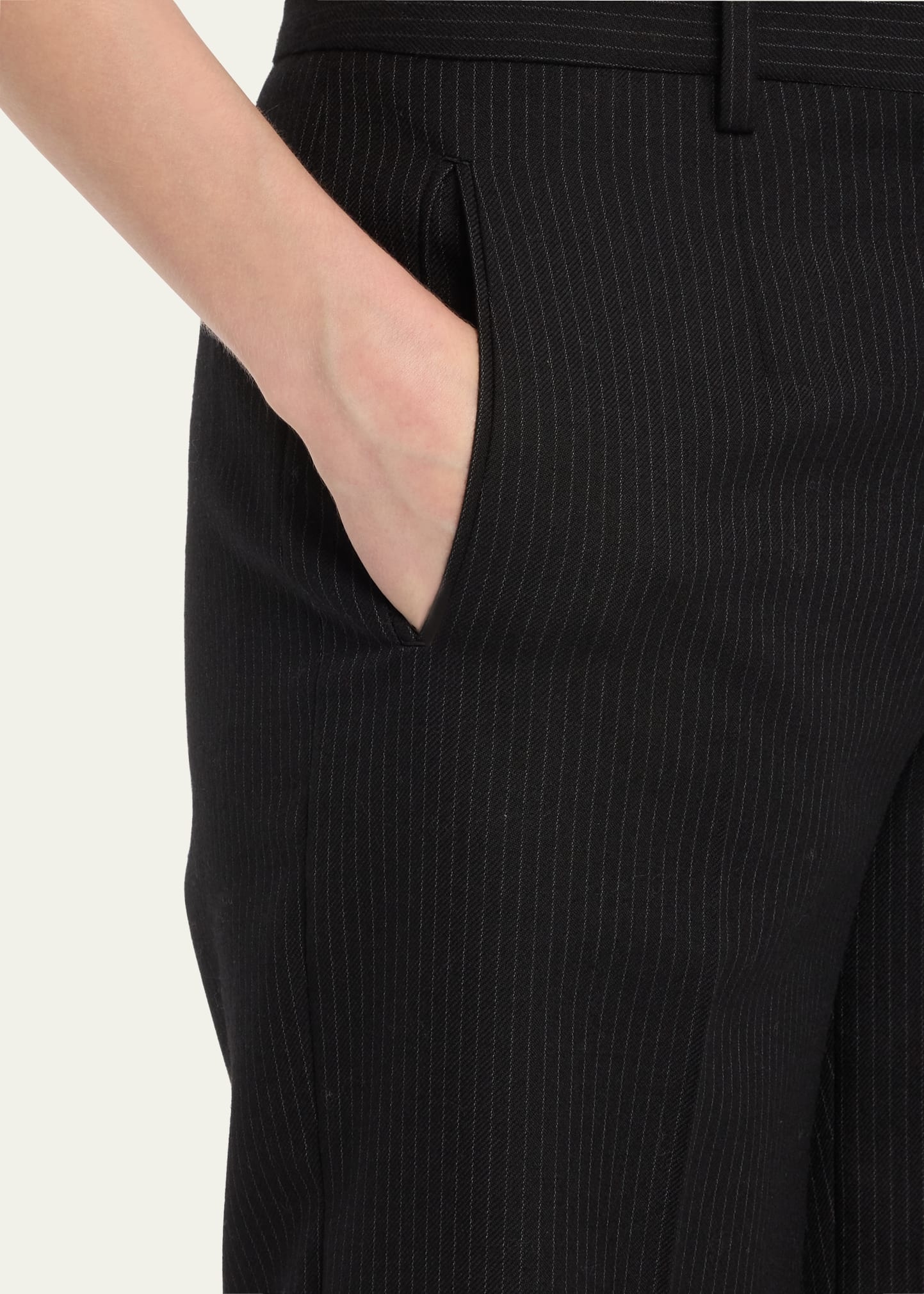 Banew Pinstripe Wool Wide-Leg Trousers - 5
