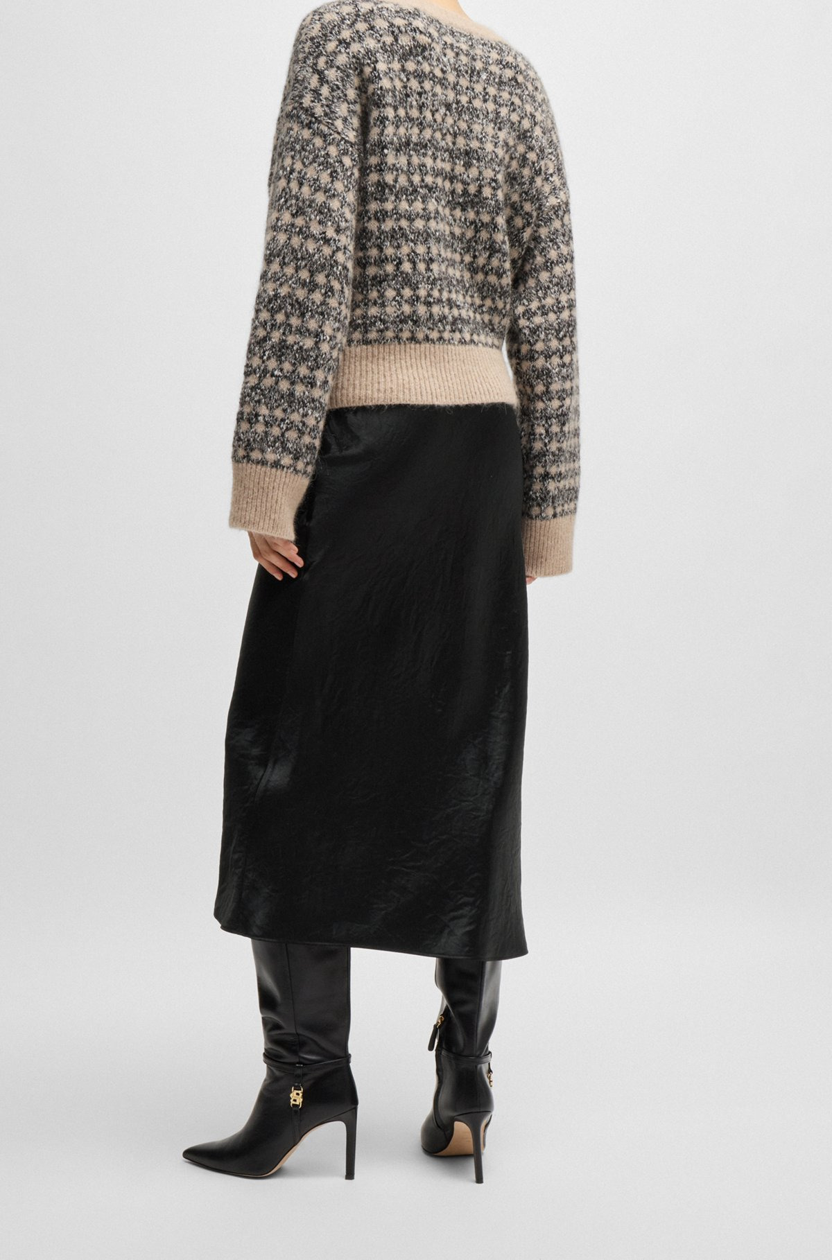 MIDI-LENGTH SKIRT IN CRINKLED SATIN-TOUCH FABRIC - 4