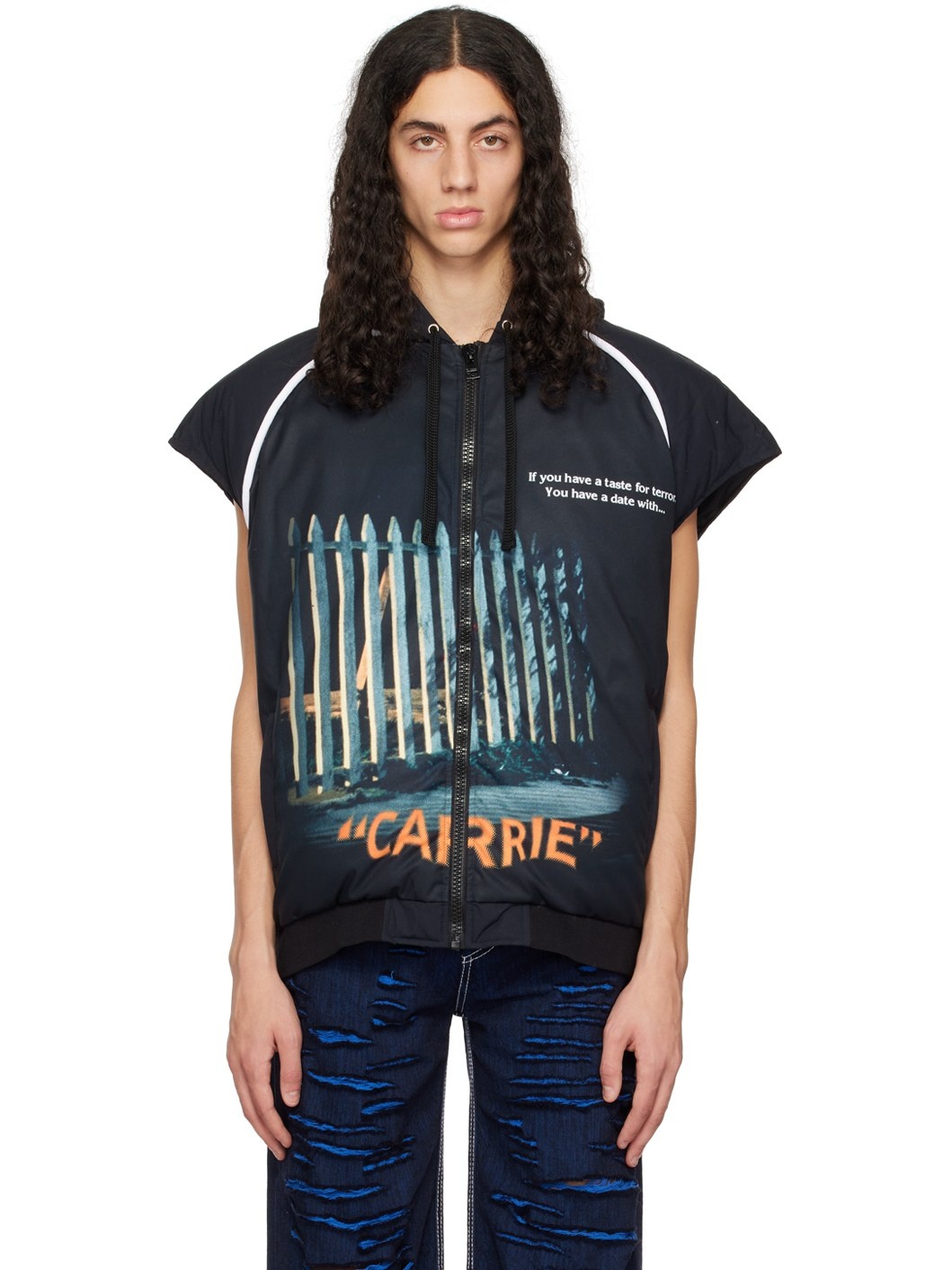 Black 'Carrie' Gate Printed Vest - 1