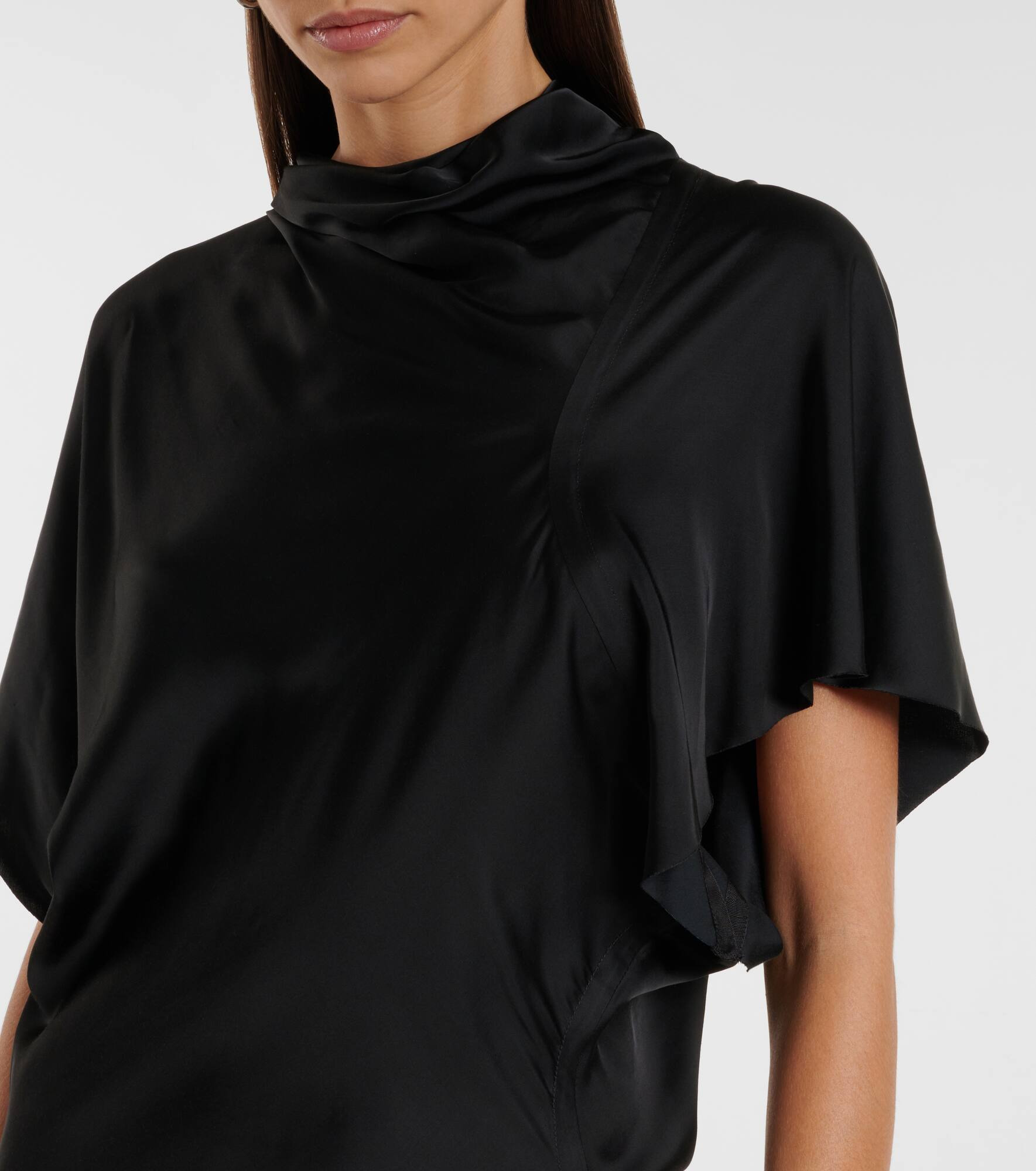Seb draped charmeuse midi dress - 4